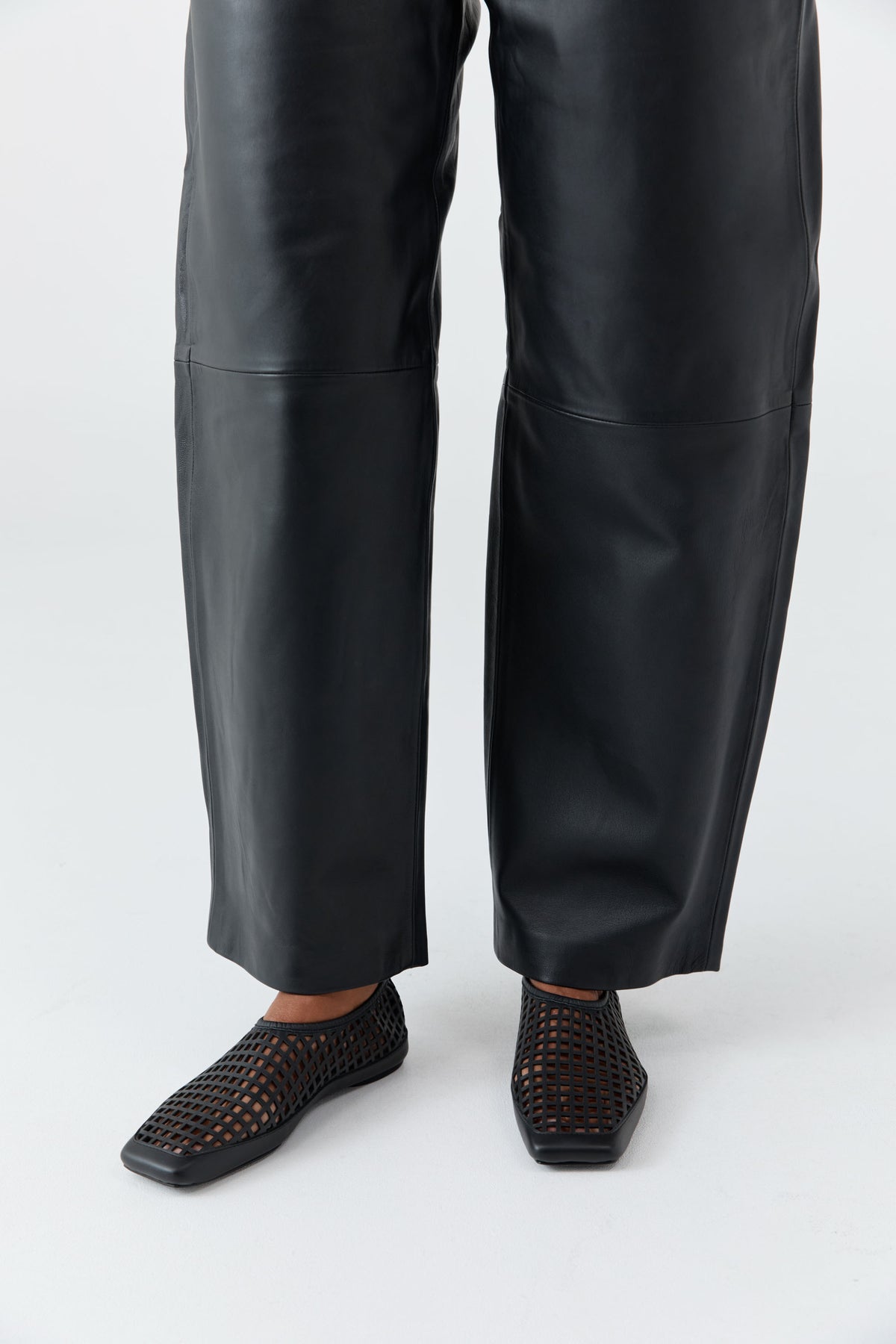 Perforated Square Toe Flat - Black