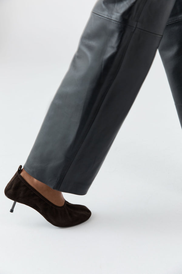Suede Classic Ballet Heel - Coffee