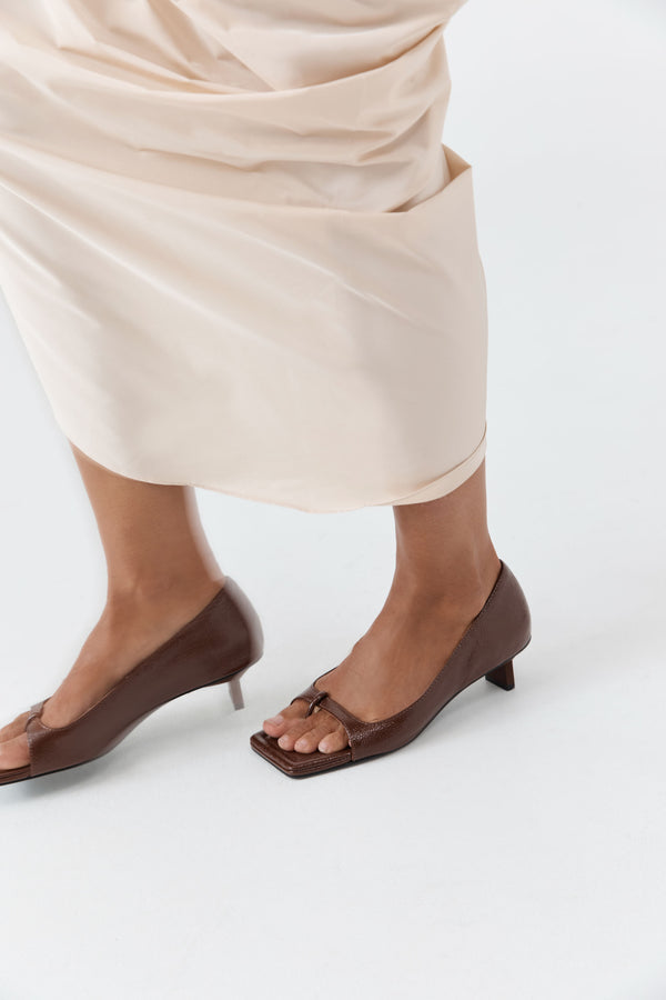 90s Square Toe Heel - Patent Liqueur
