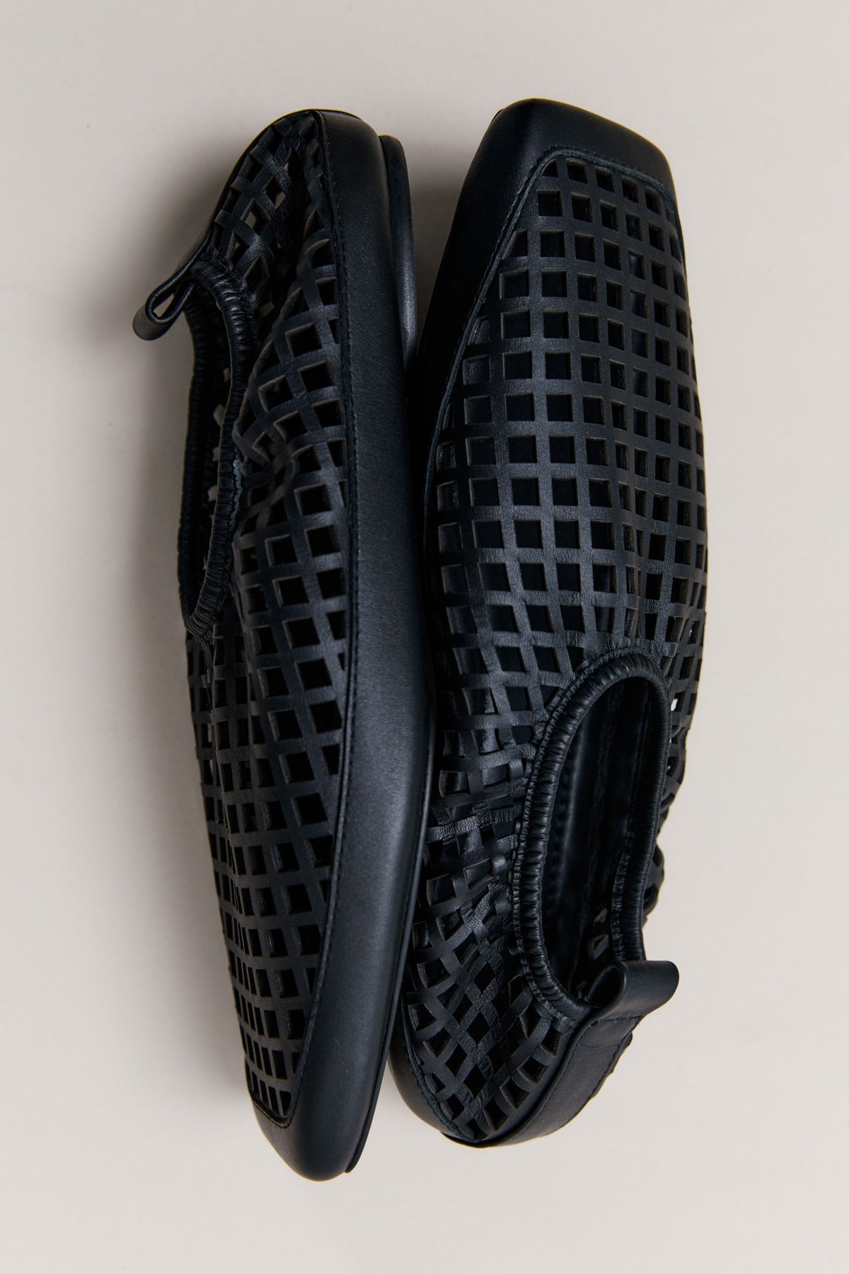 Perforated Square Toe Flat - Black