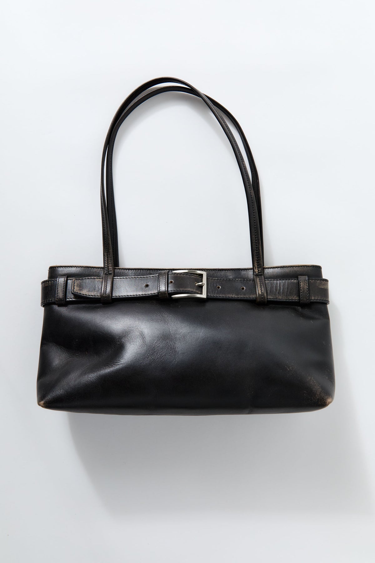 PRE-ORDER: Brushed Belt Detail Baguette - Black