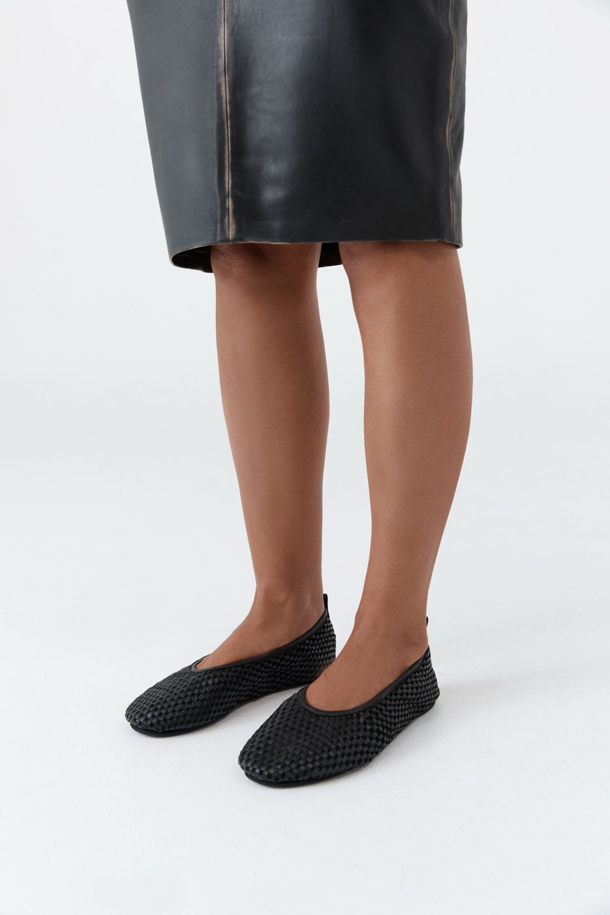 Lattice Weave Ballet Flat - Black