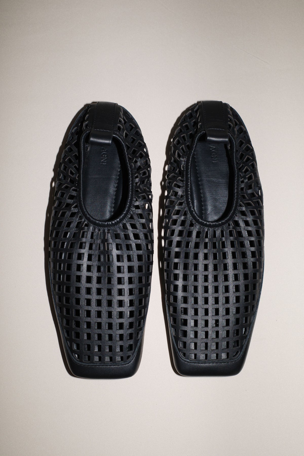Perforated Square Toe Flat - Black