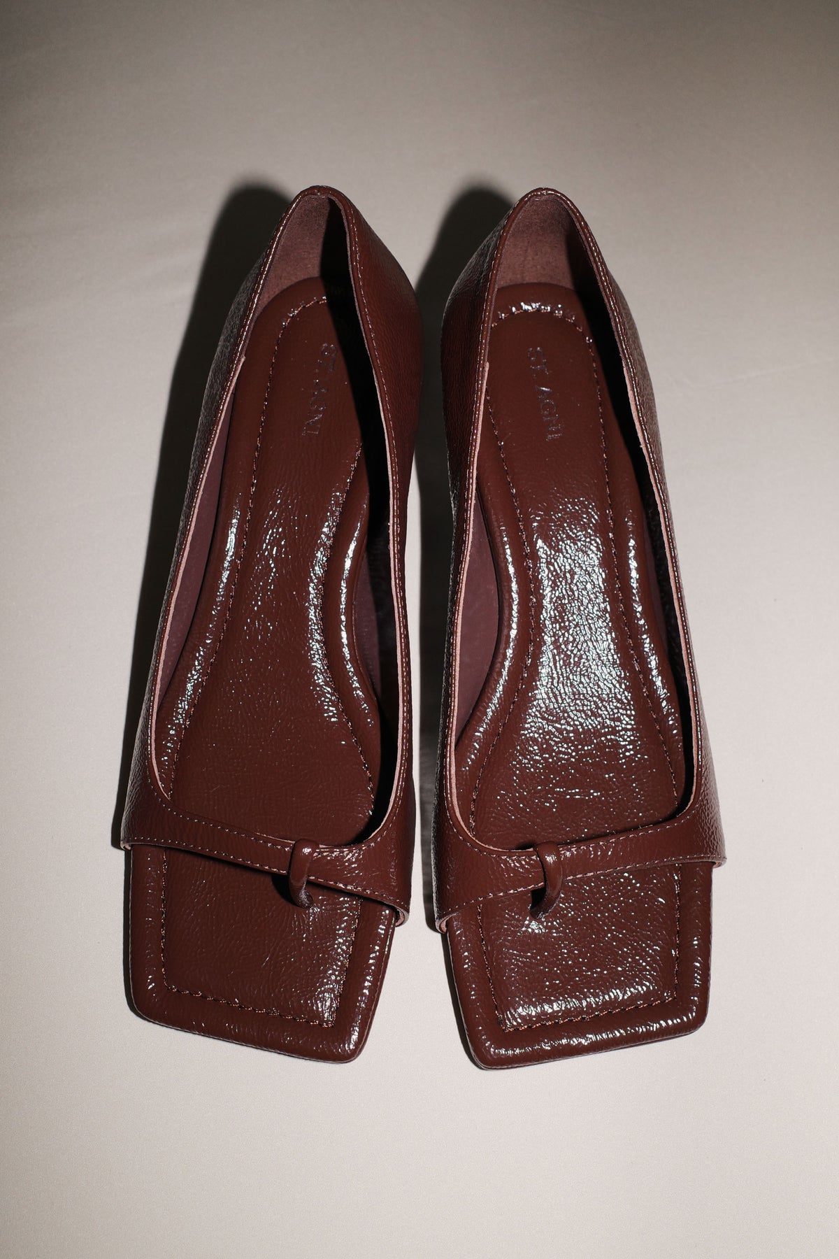 90s Square Toe Heel - Patent Liqueur