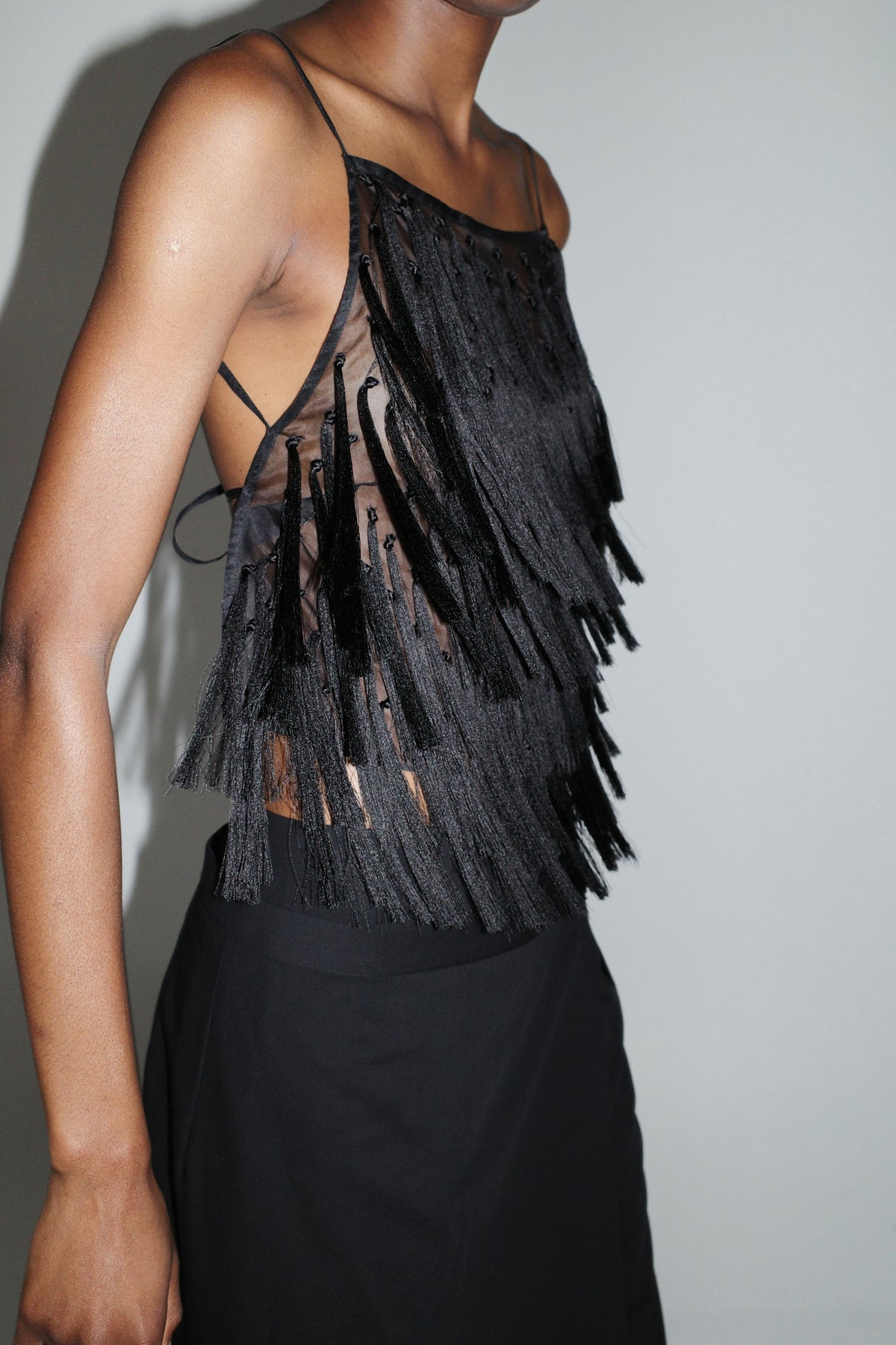 Tassel Tie Top - Black