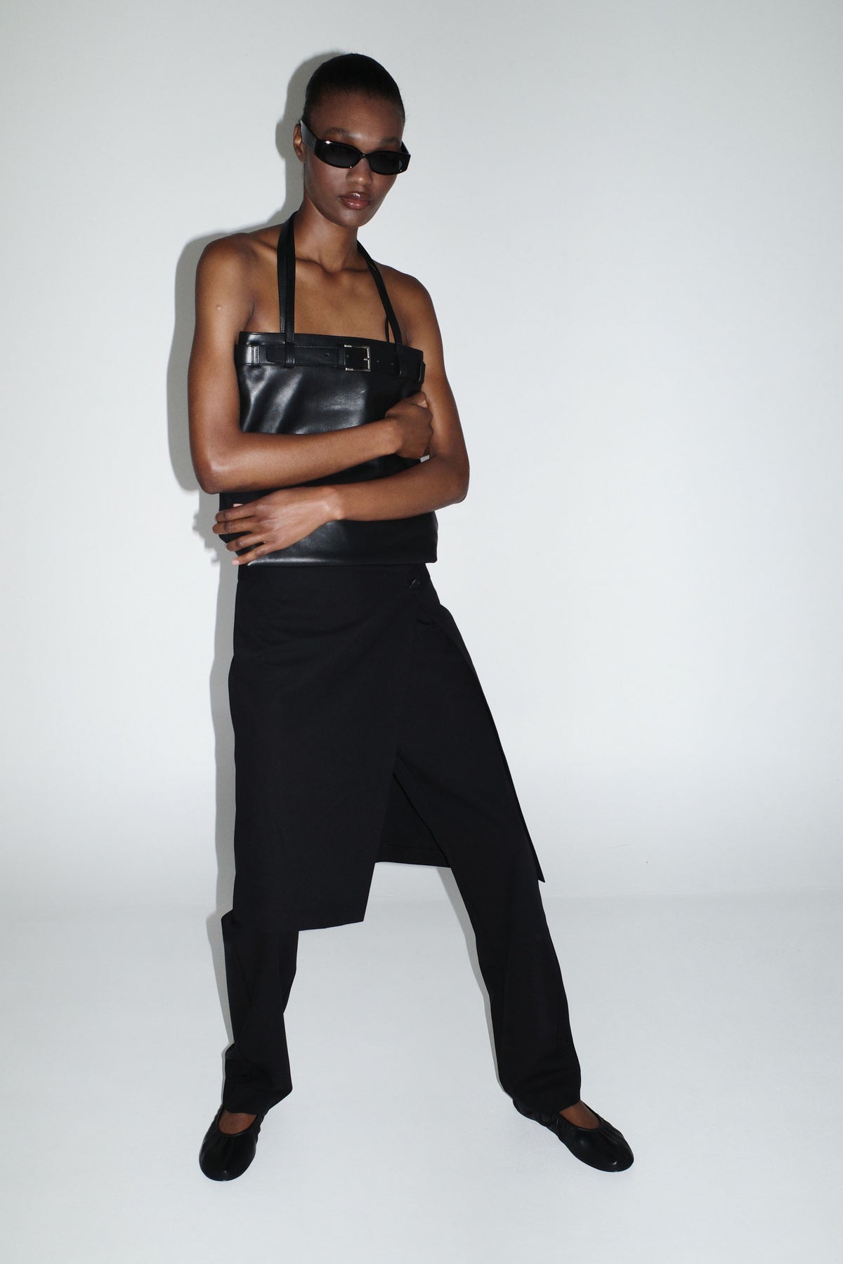 Wool Hybrid Skirt Pants - Black