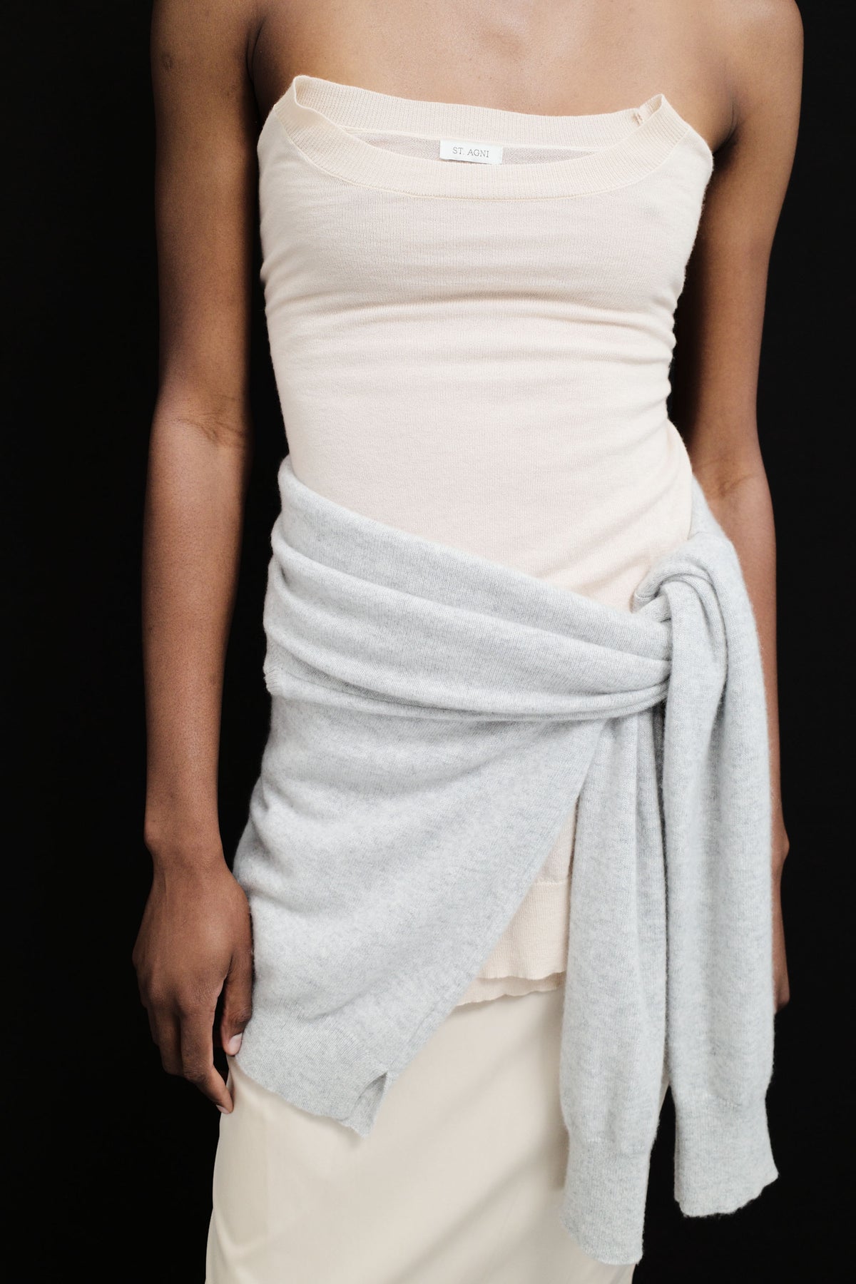 Merino Wool Slit Sleeve Sweater - Powder