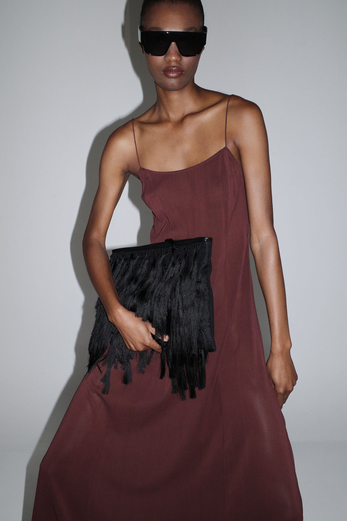 Tassel Oversized Clutch - Black
