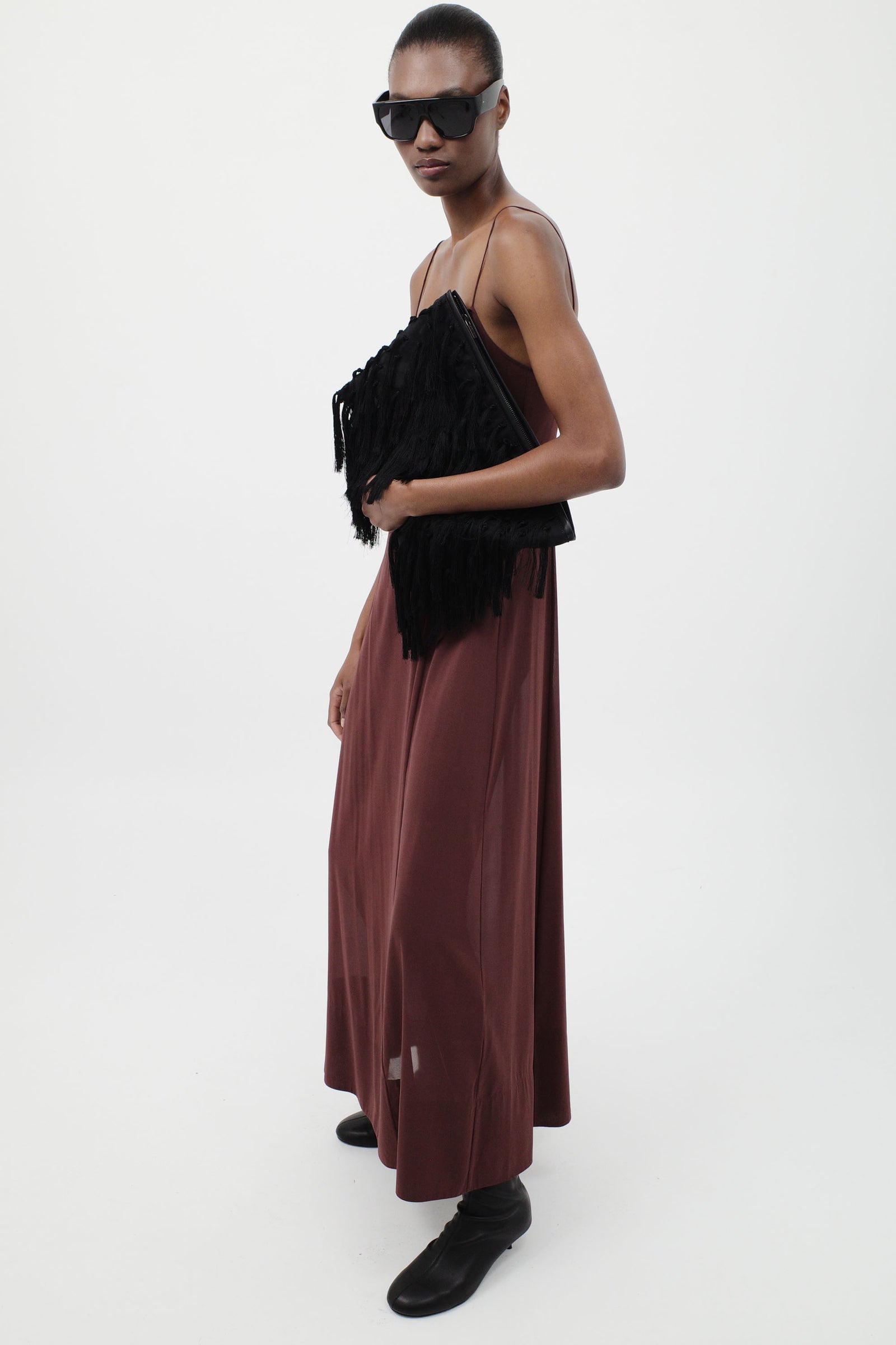 Tassel Oversized Clutch - Black