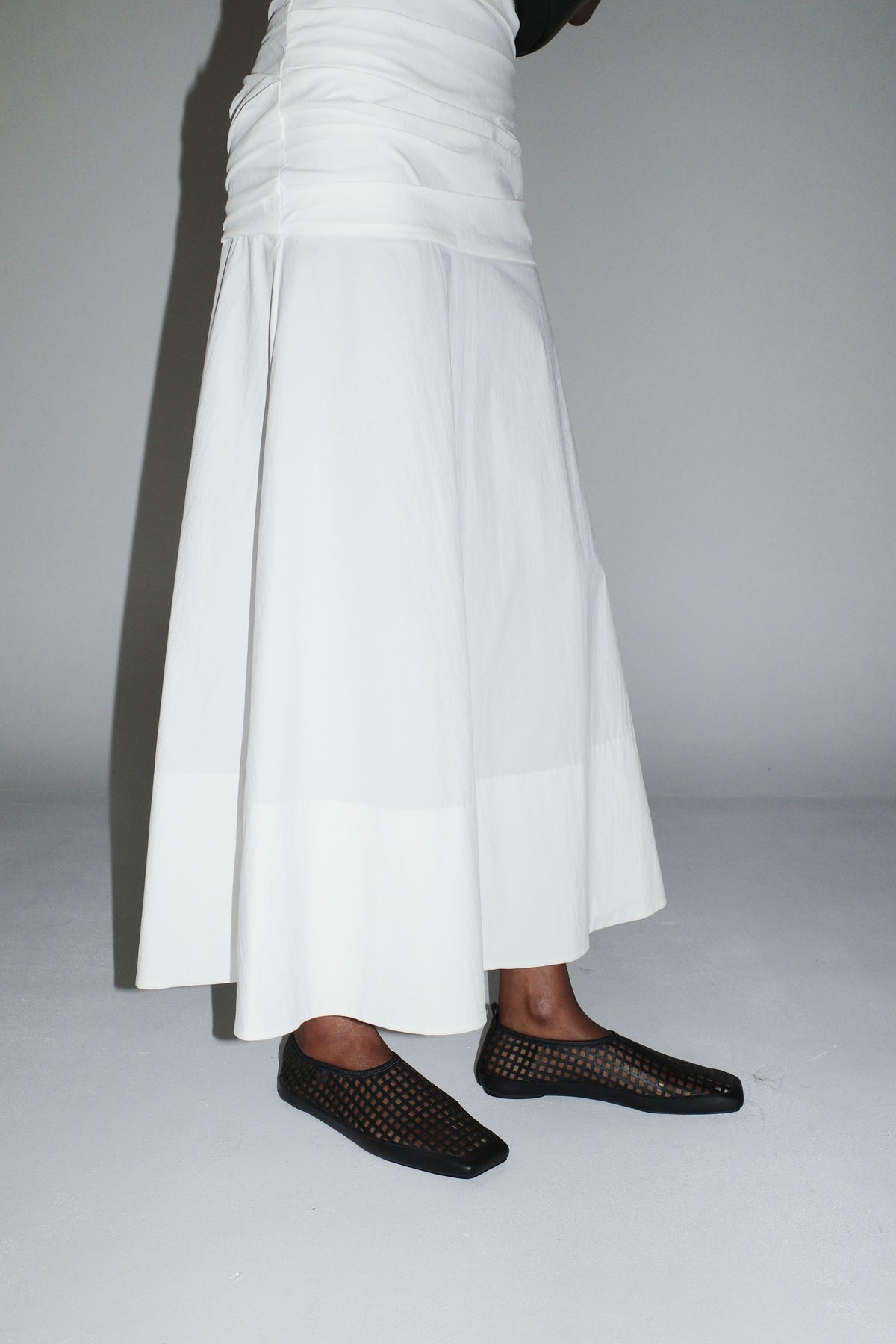 Perforated Square Toe Flat - Black