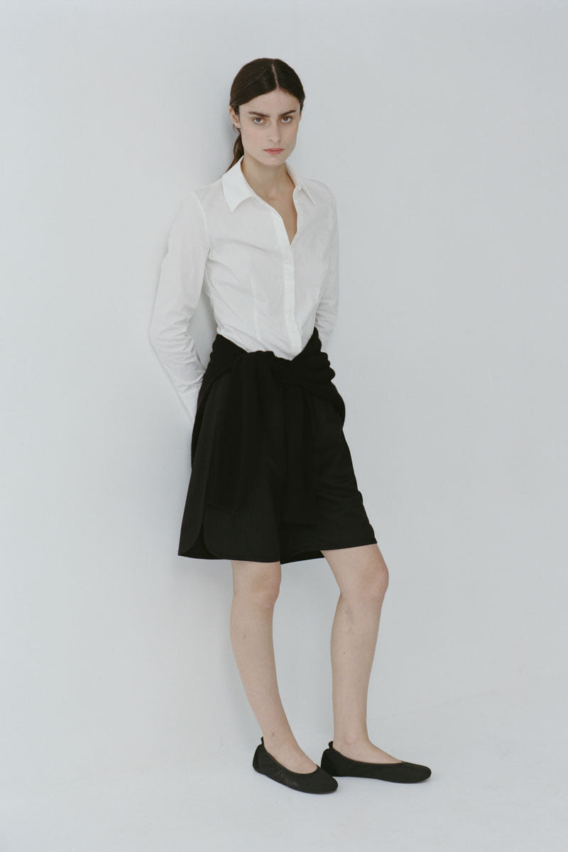 Satin Ballet Flat - Black