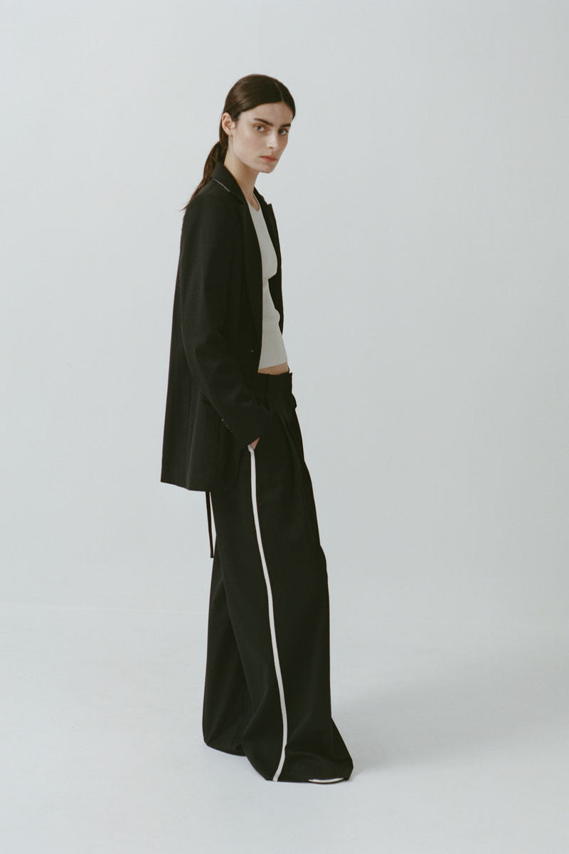 Side Stripe Homme Pant - Black Pinstripe