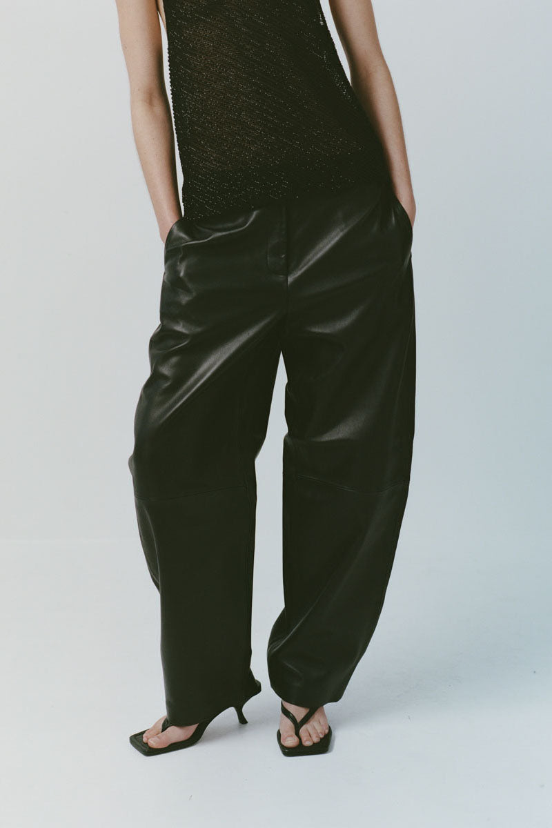 Leather Balloon Pants - Black