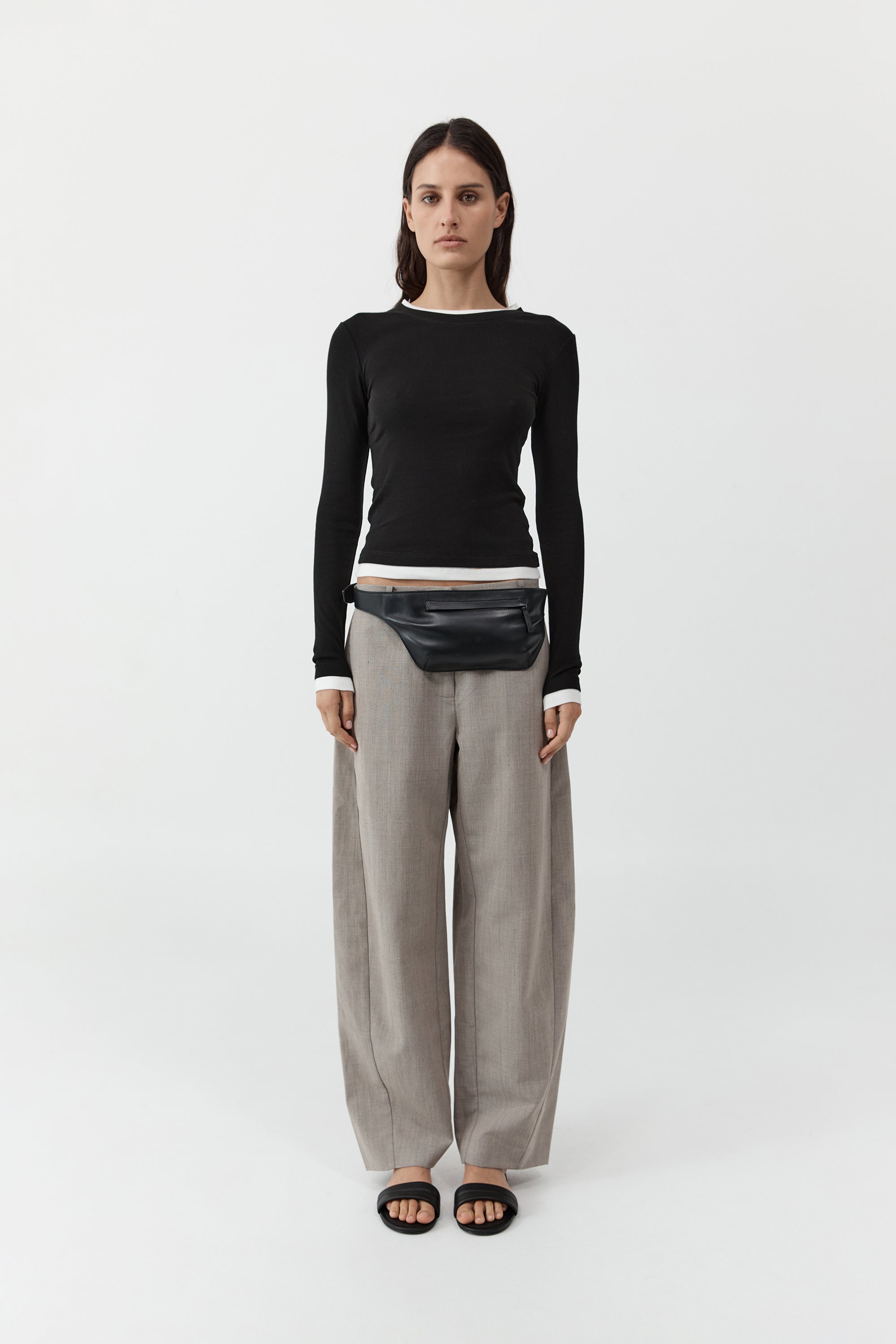 St. Agni | Fine Band Balloon Pants - Pebble Melange