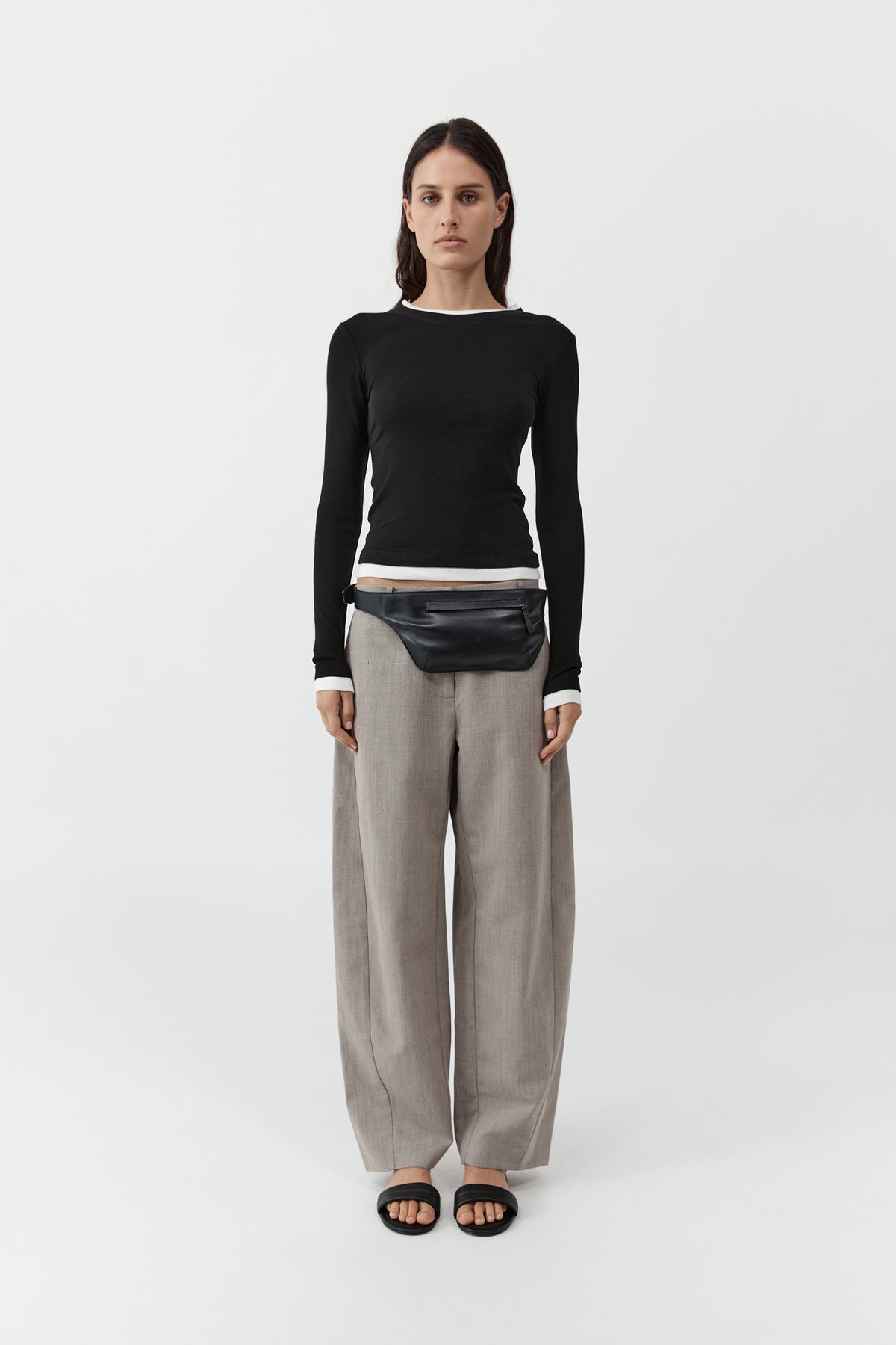 Fine Band Balloon Pants - Pebble Melange
