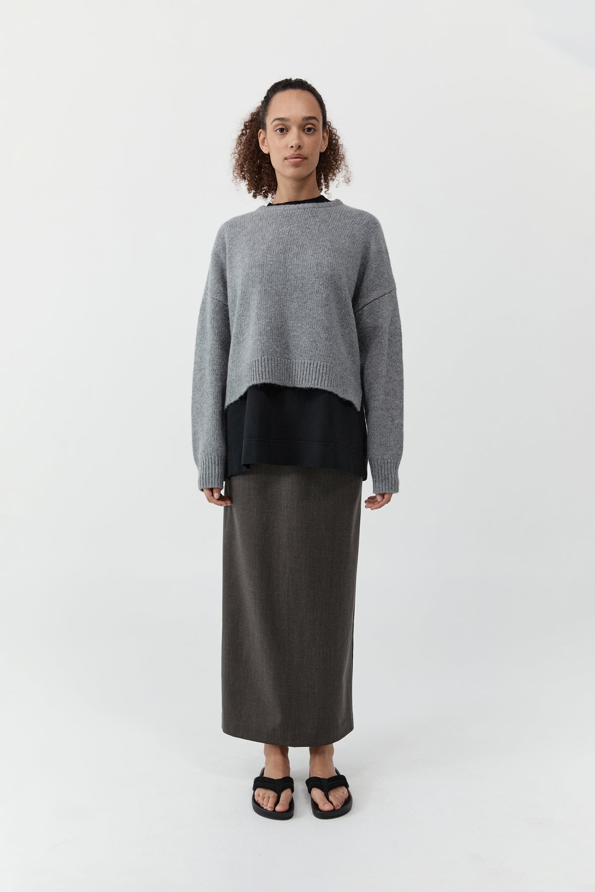 Cropped Sweater - Concrete