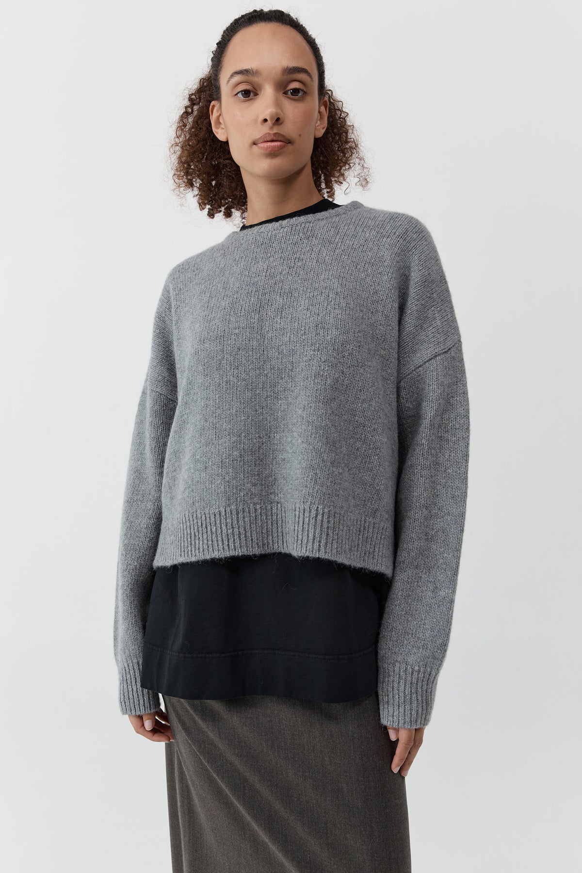 Cropped Sweater - Concrete