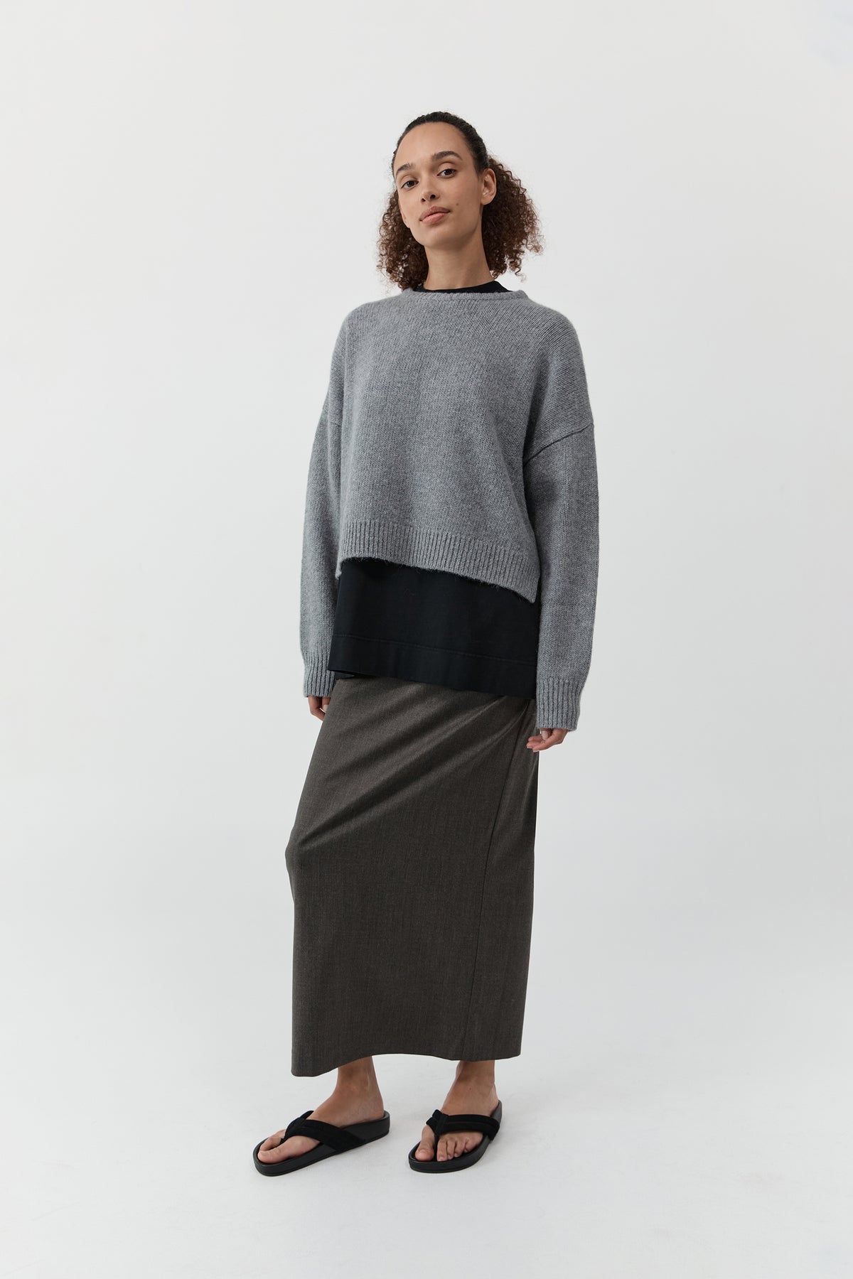 Cropped Sweater - Concrete