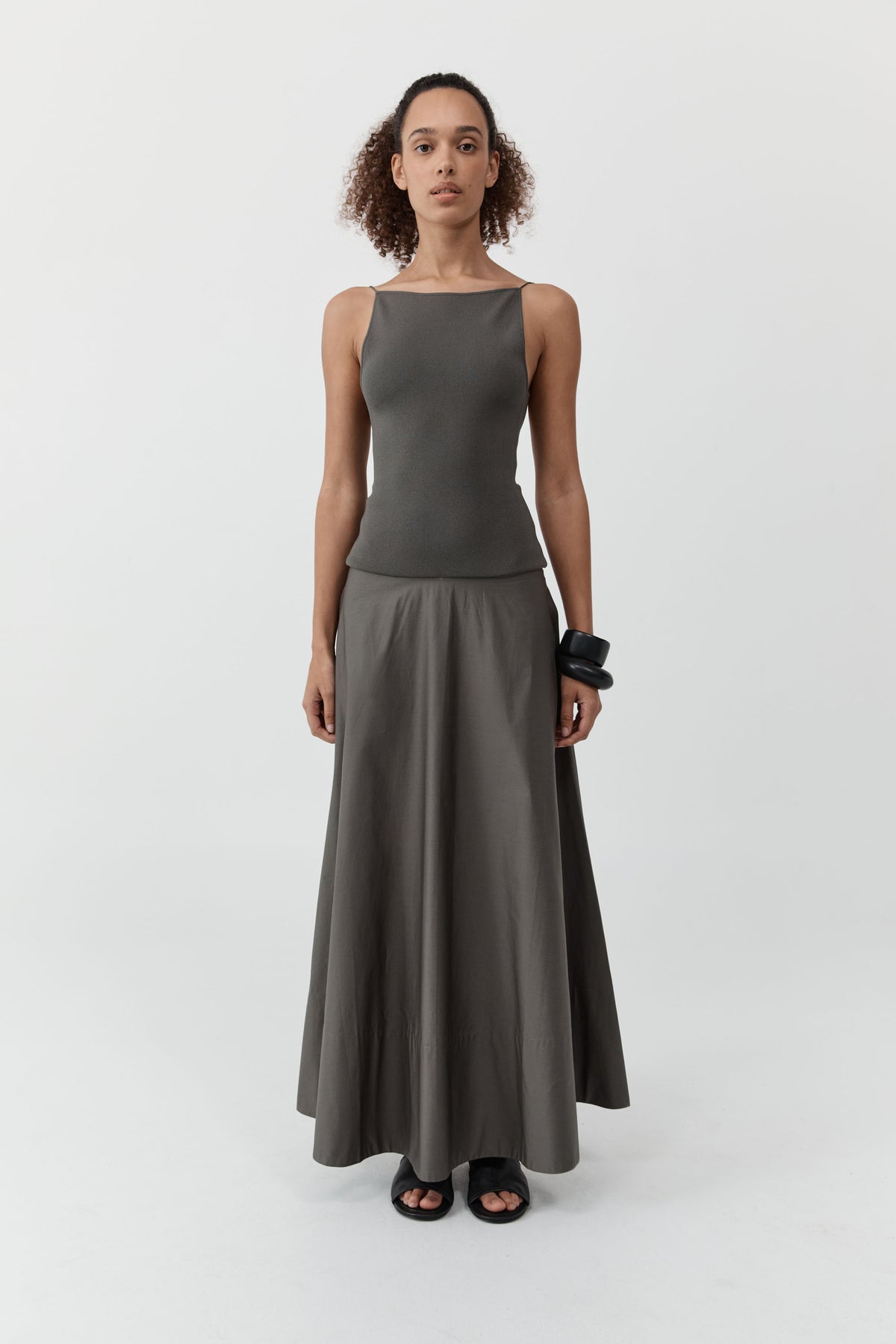 Backless Circle Hem Dress - Khaki