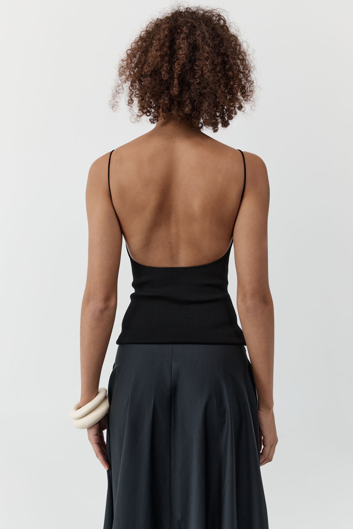 Backless Circle Hem Dress - Black