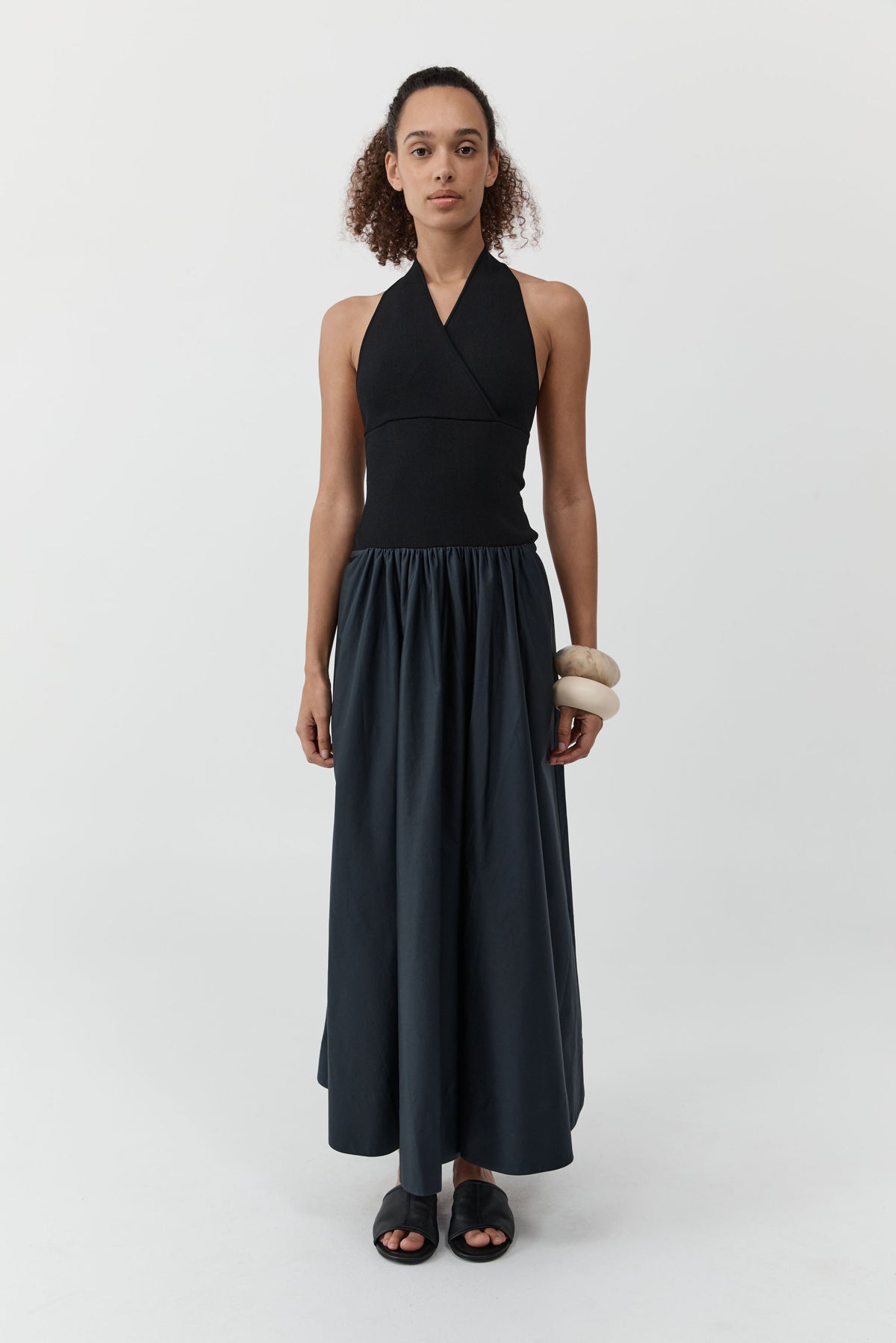 Knit Halter Backless Dress - Black