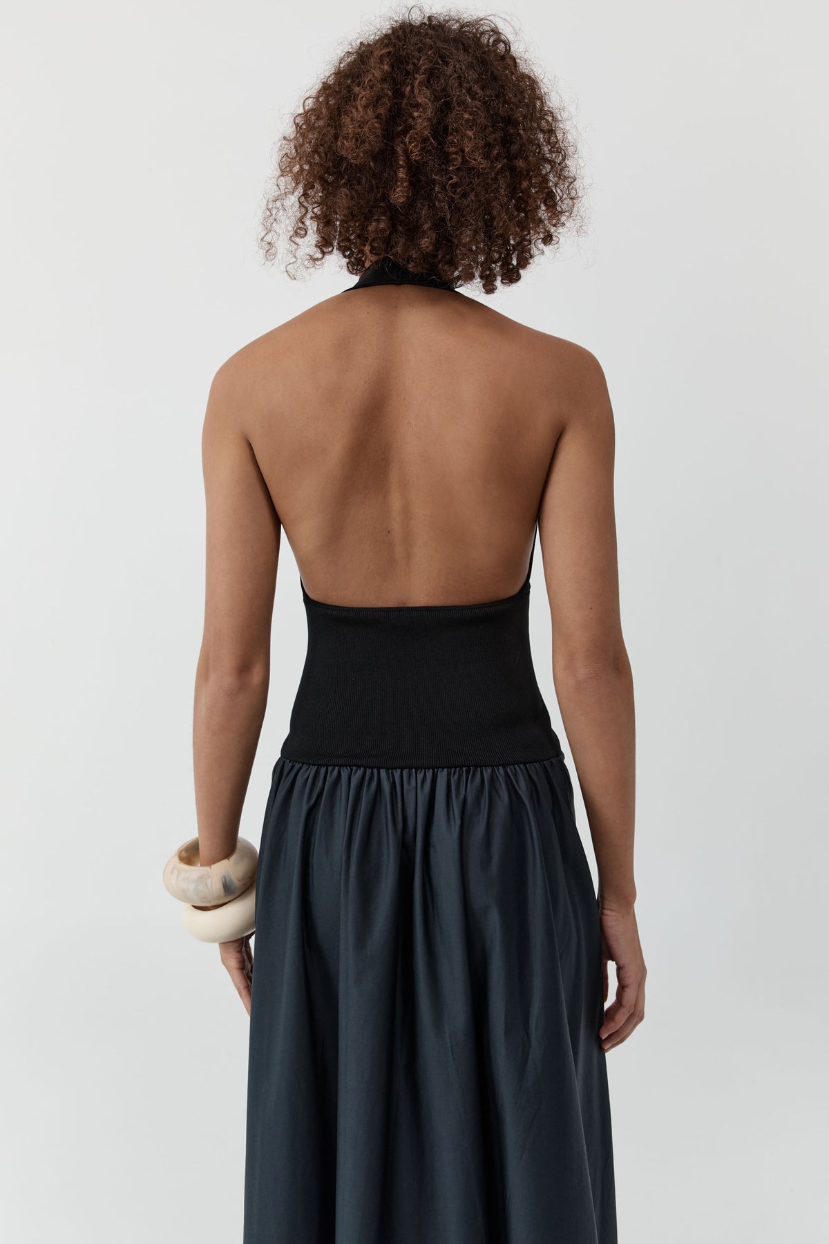 st agni open back dress St. Agni | Gathered Strapless Tie Back Dress