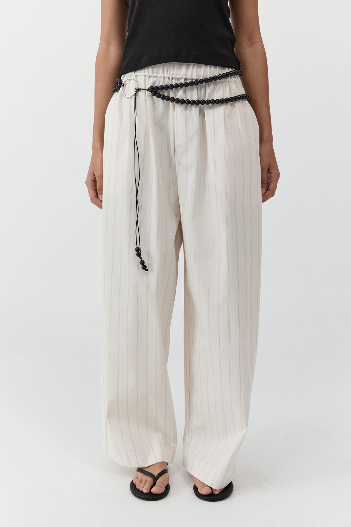 Everyday Relaxed Pants - Ecru Stripe