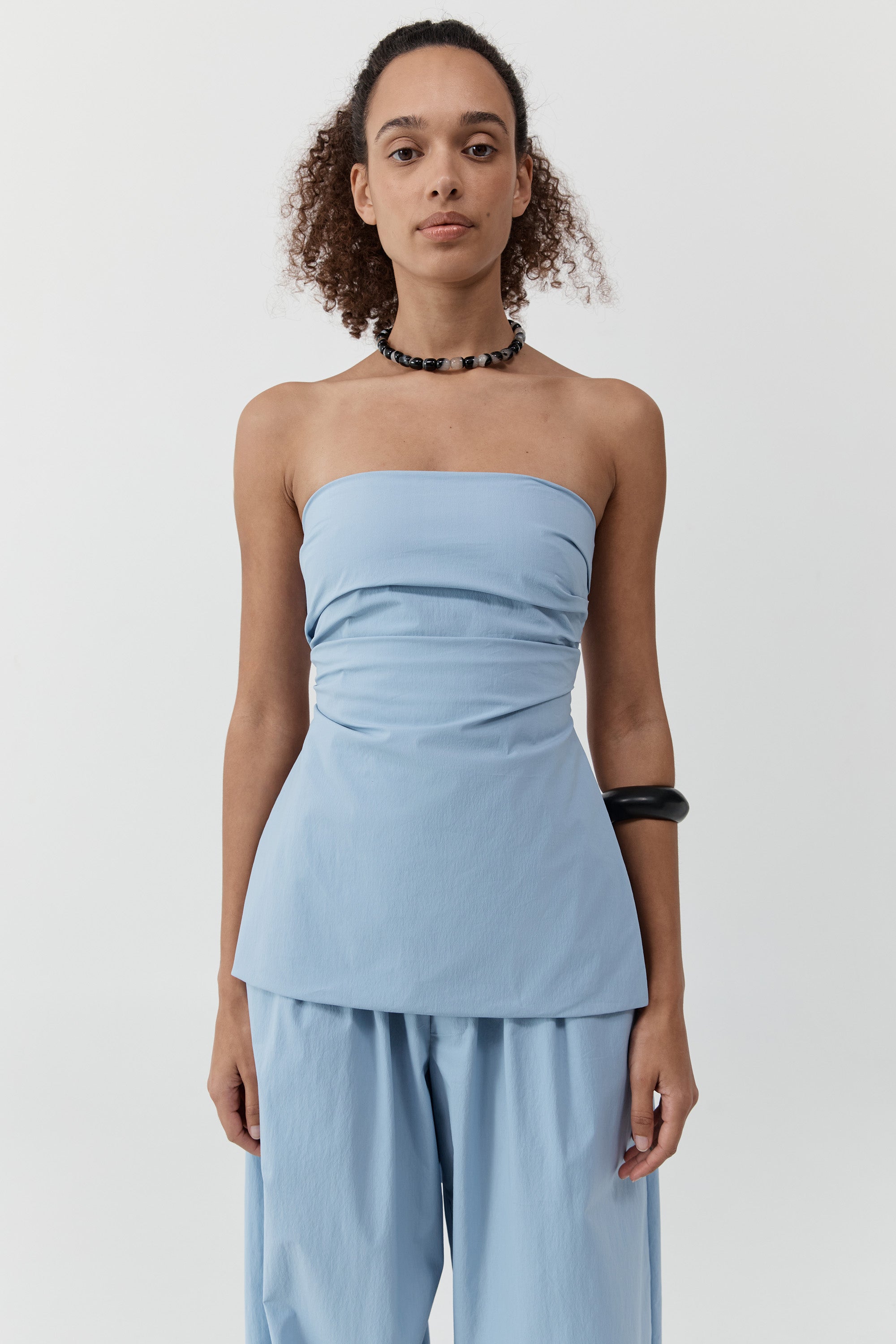 Strapless Tie Back Top - Sky