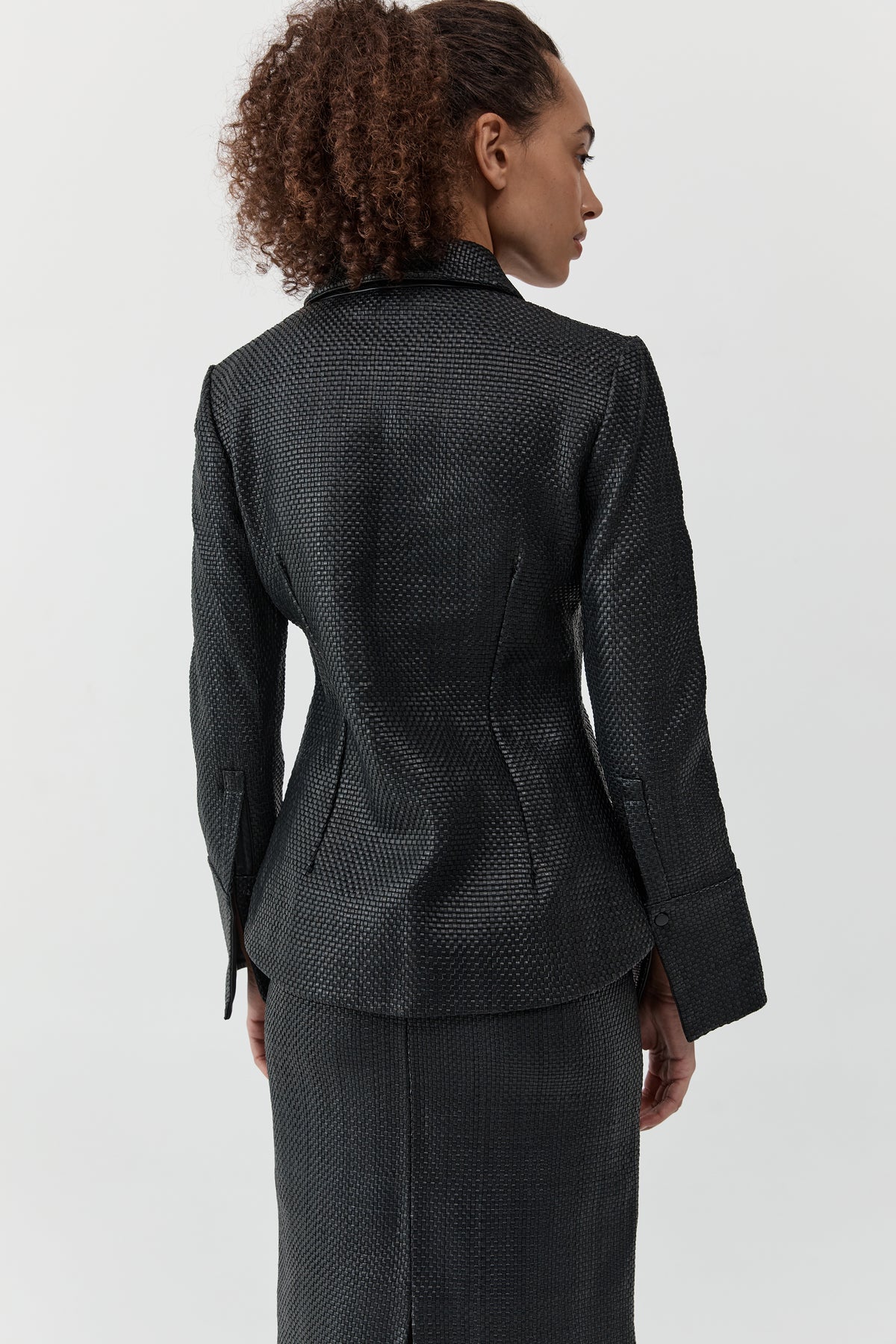 Woven Leather Shirt - Black