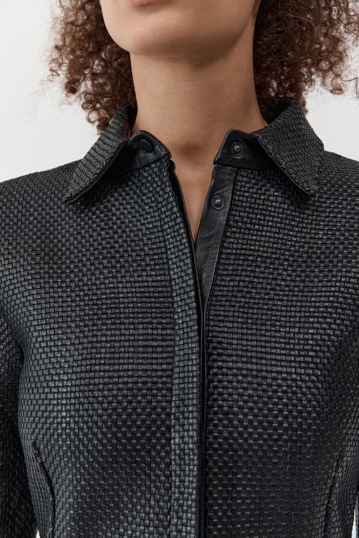 Woven Leather Shirt - Black