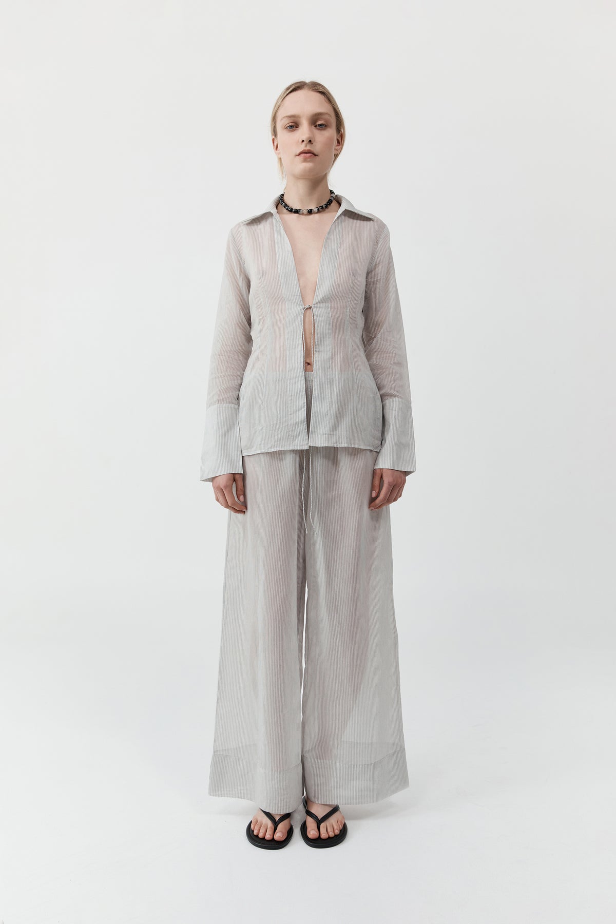 Sheer Stripe Relaxed Pant - Sheer Stripe