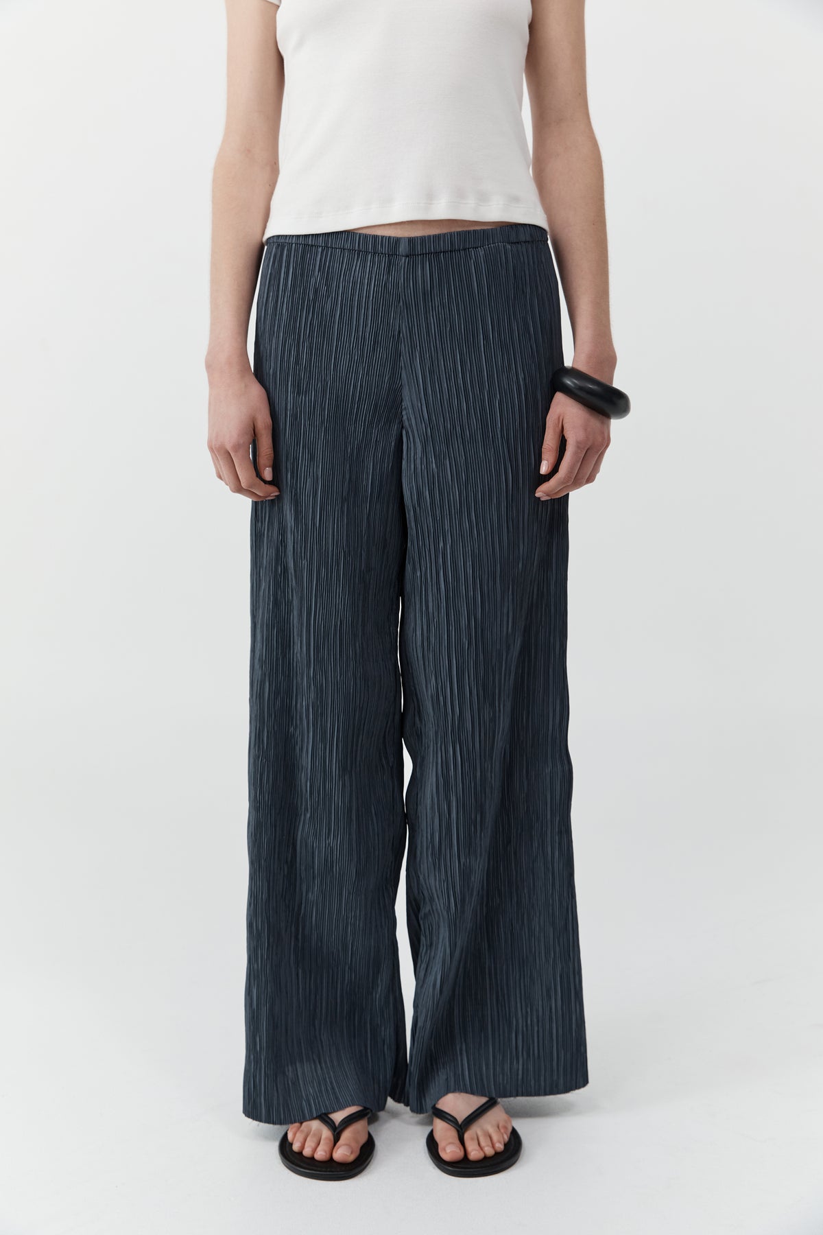 Mini Pleat Pants - Washed Black