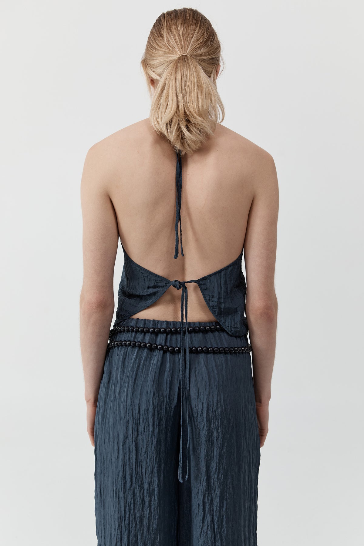 Crinkle Halter Top - Ink