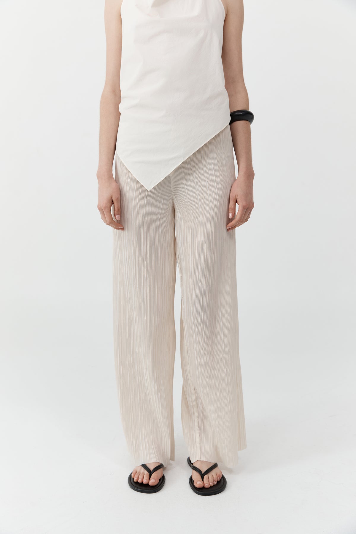Mini Pleat Pants - Oyster