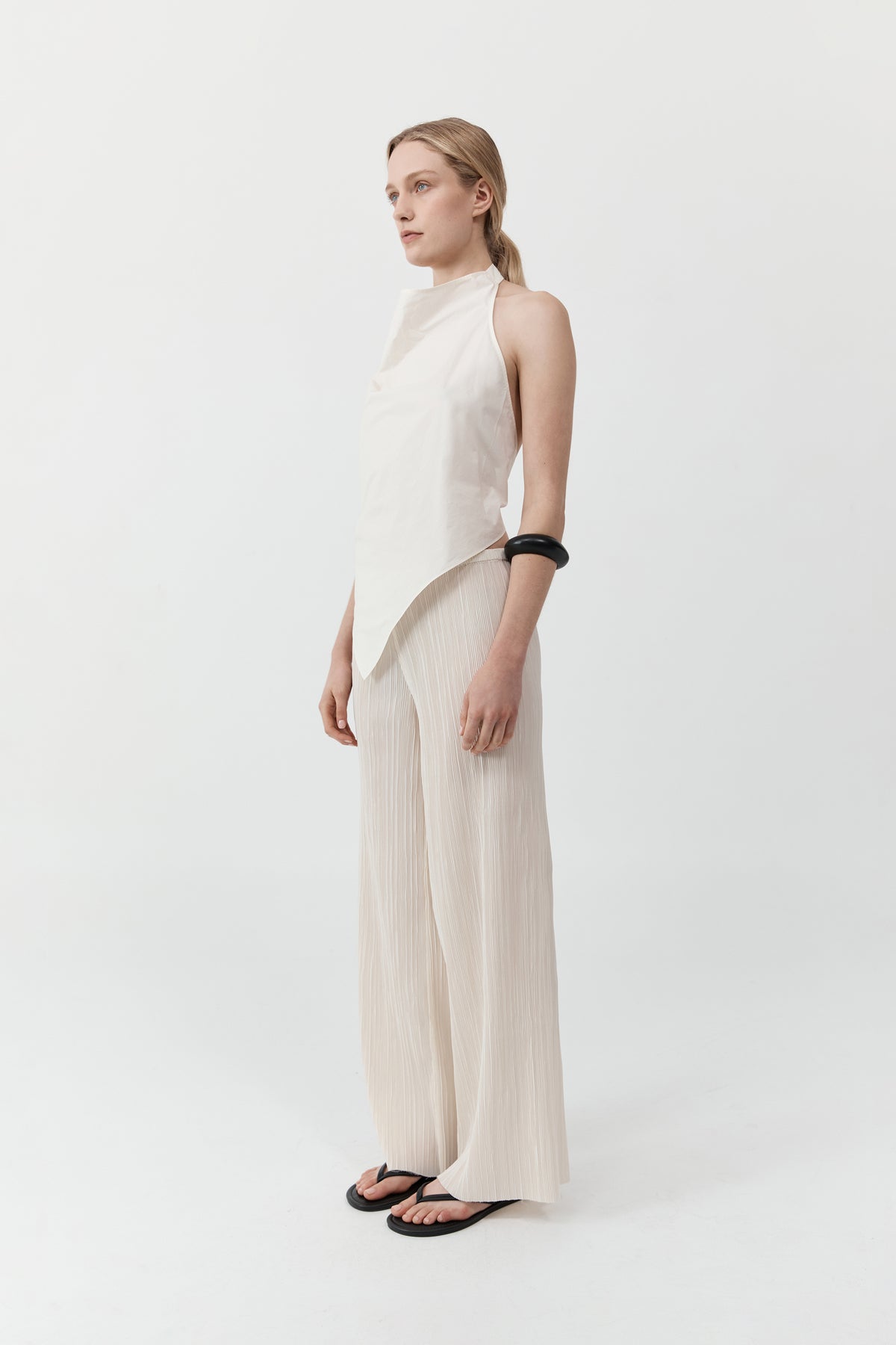 Mini Pleat Pants - Oyster