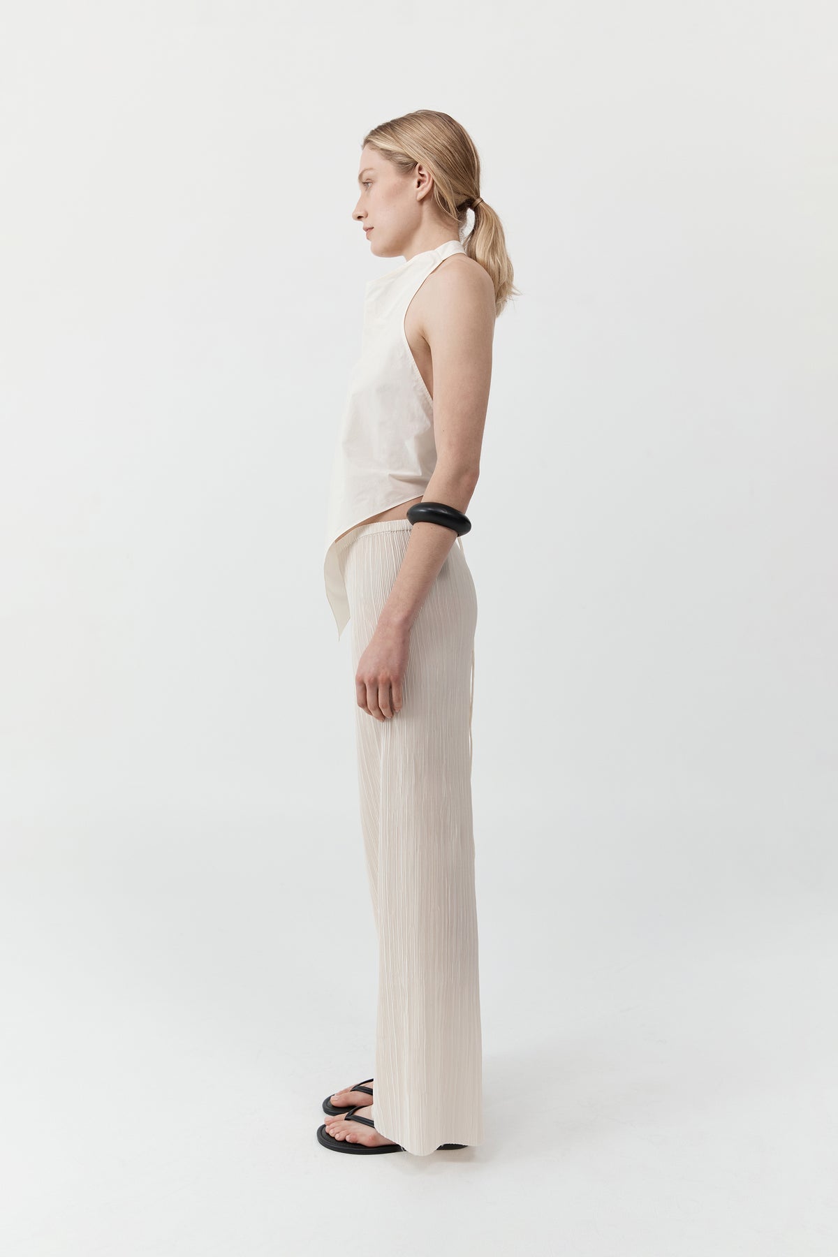 Mini Pleat Pants - Oyster