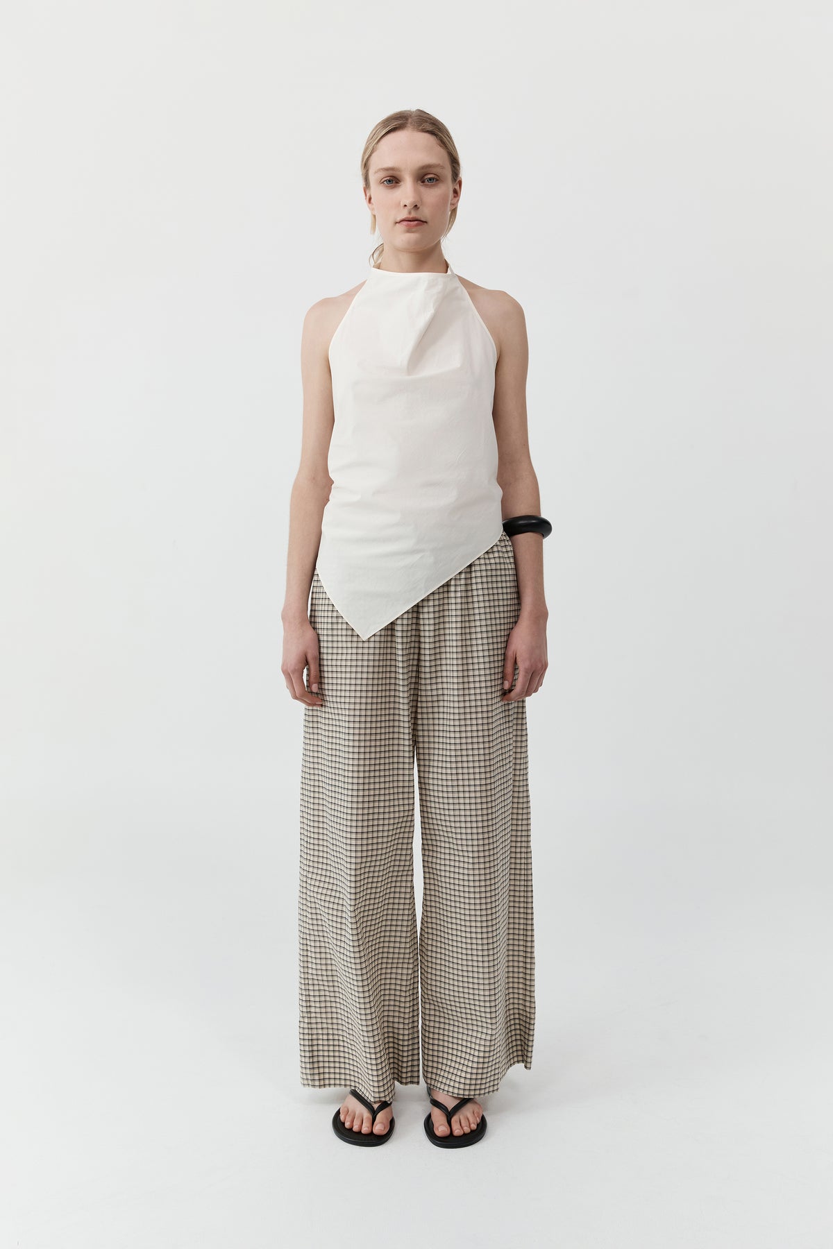 Cotton Check Relaxed Pant - Check