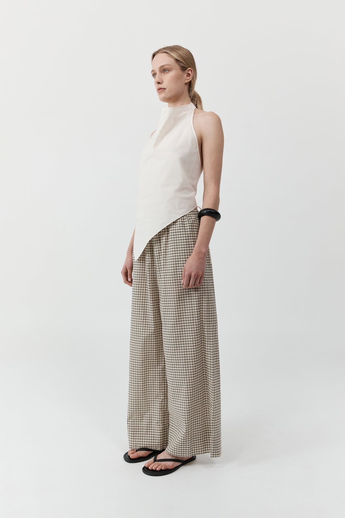 Cotton Check Relaxed Pant - Check