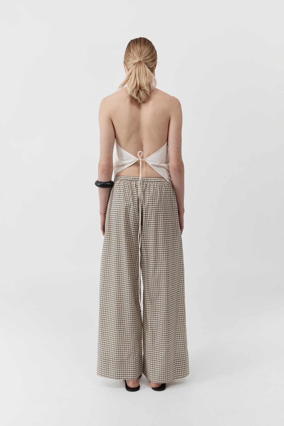 Cotton Check Relaxed Pant - Check