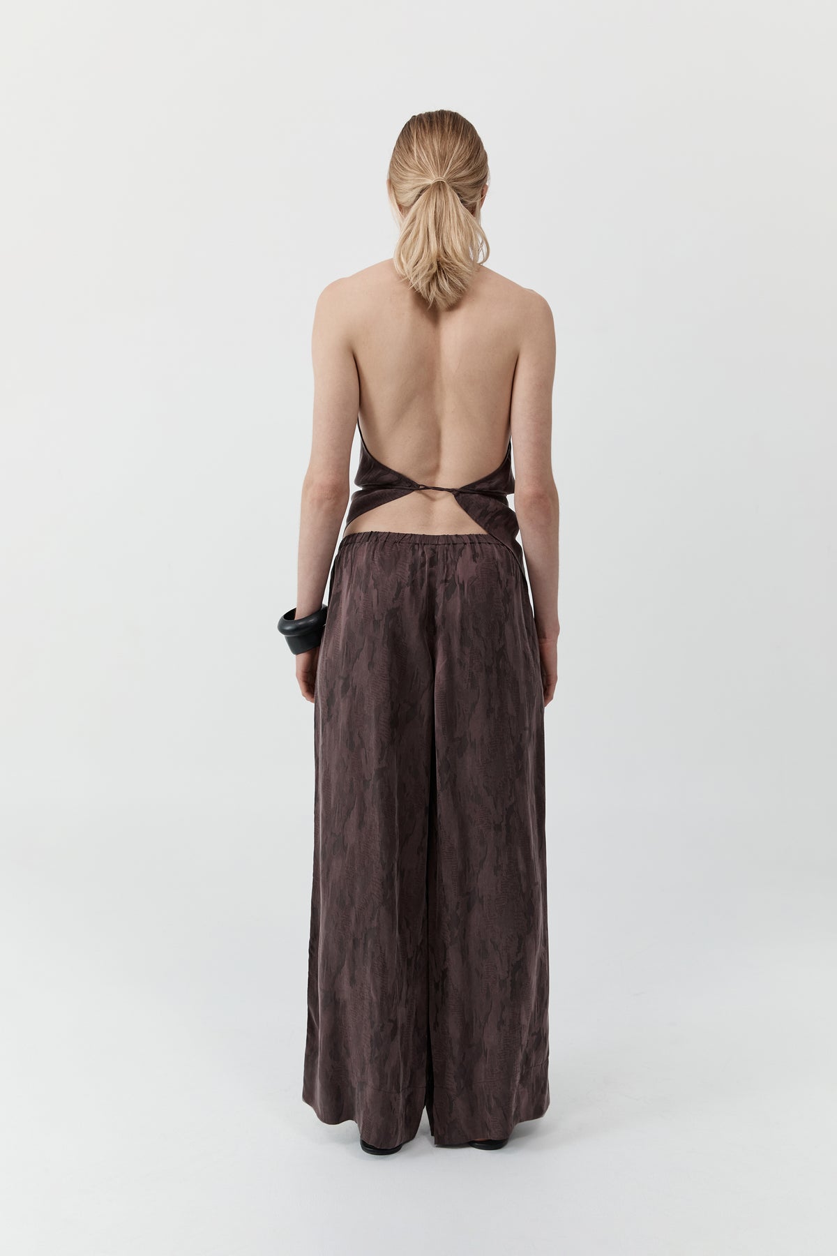 Jacquard Relaxed Pants - Chocolate Plum