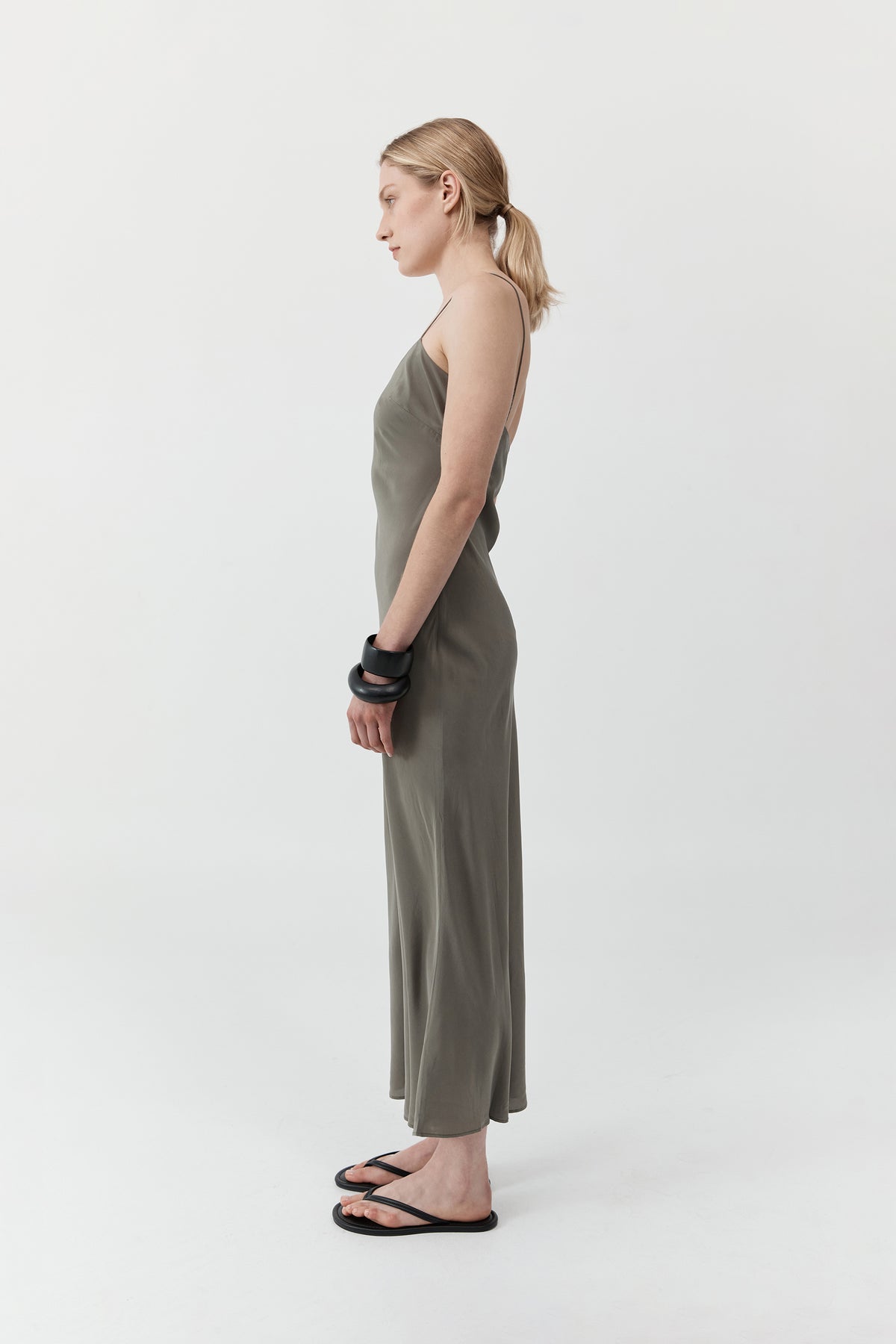 St. Agni | Silk Slip Dress - Smokey Olive St. Agni | Silk Slip Dress - Smokey Olive