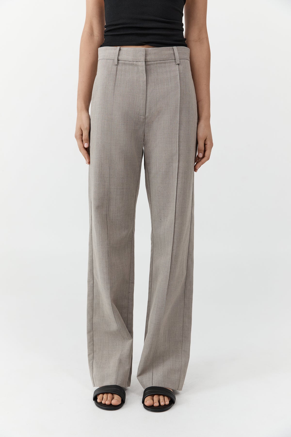 Classic Pintuck Pants - Pebble Melange