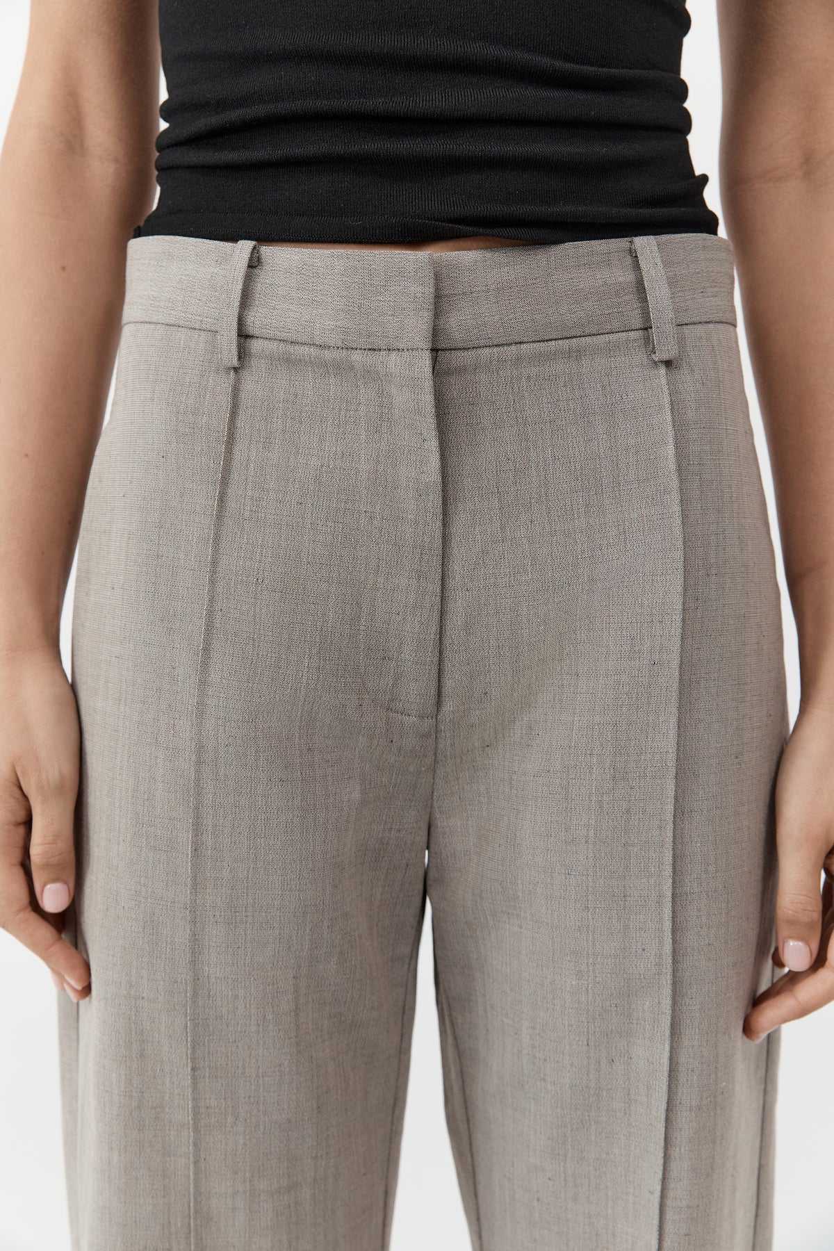 Classic Pintuck Pants - Pebble Melange