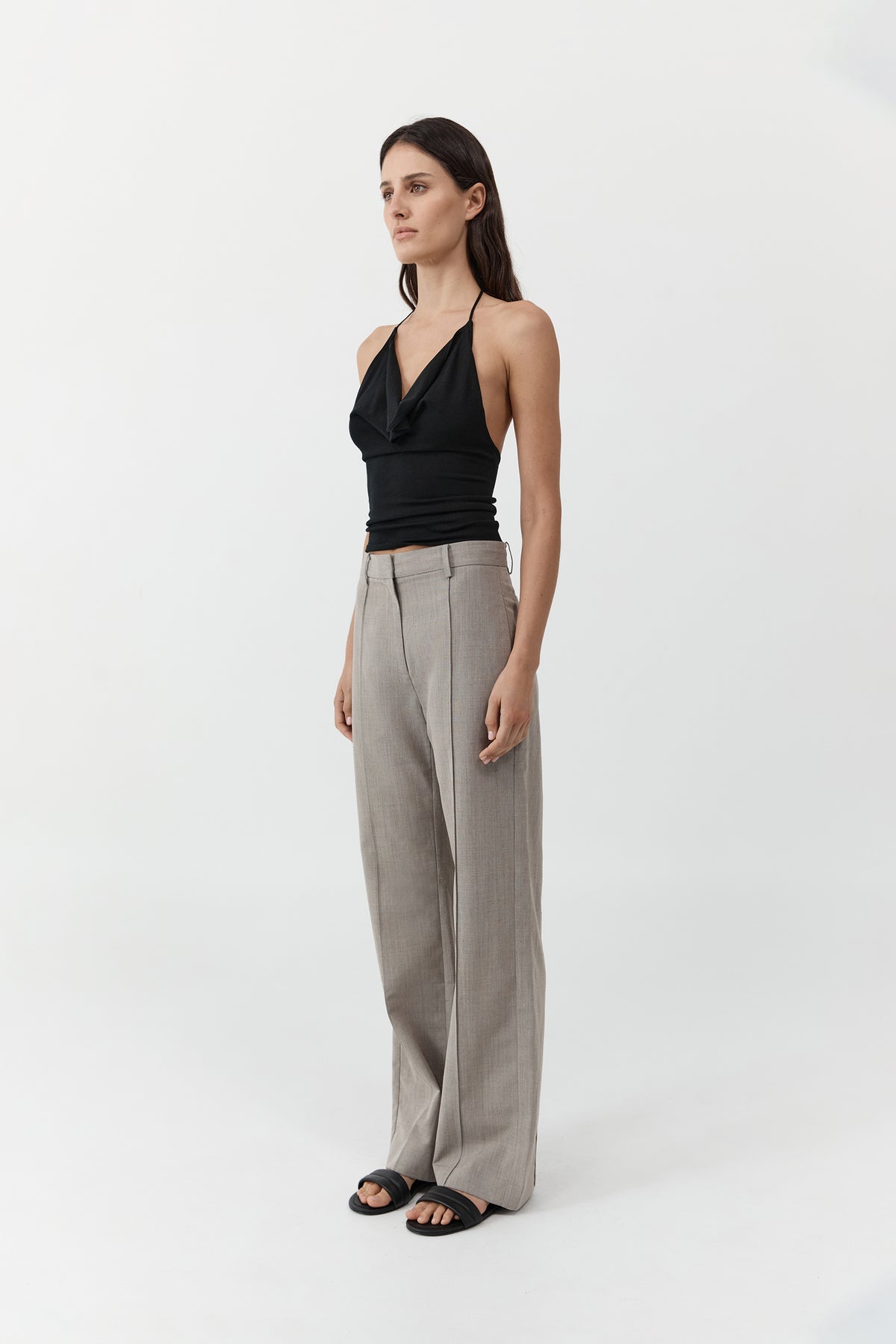 Classic Pintuck Pants - Pebble Melange