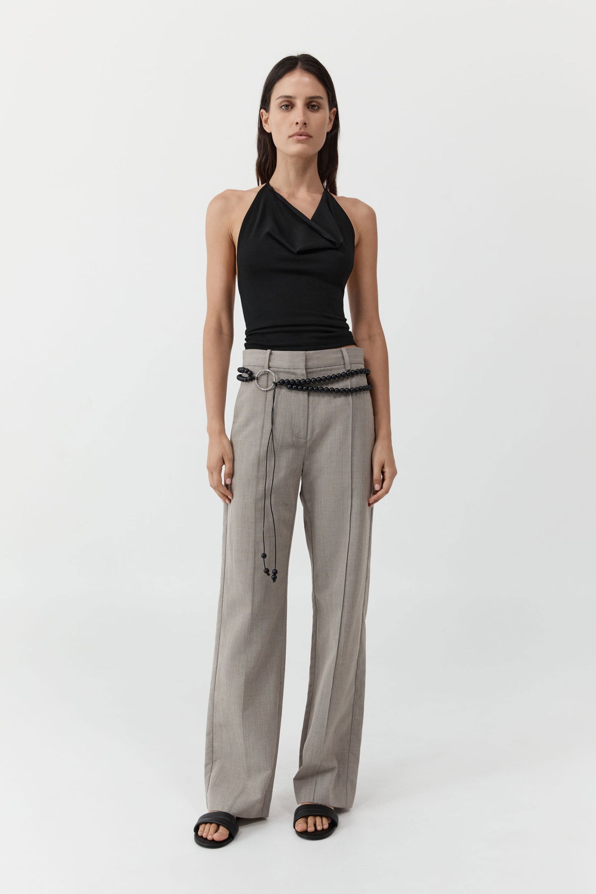 Cowl Halter Knit Top - Black