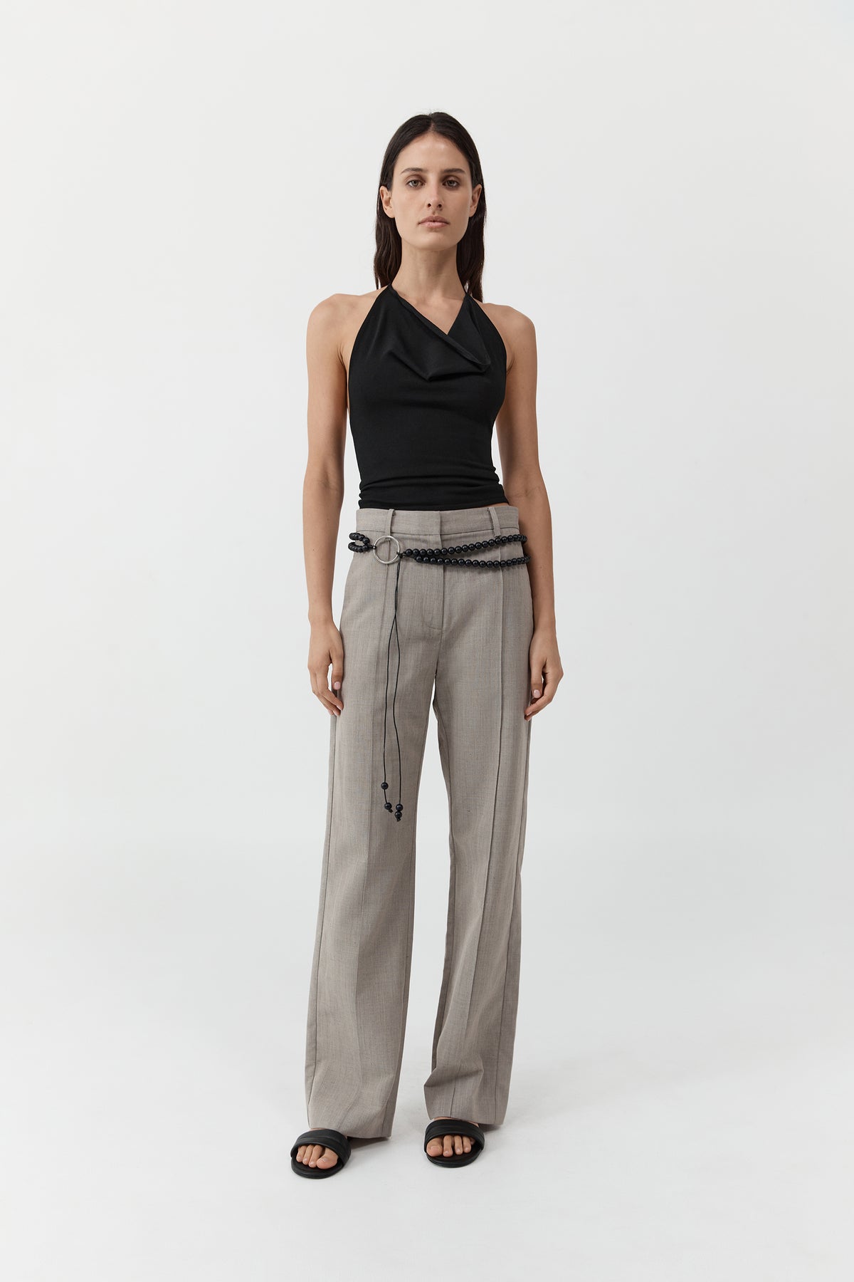 Classic Pintuck Pants - Pebble Melange
