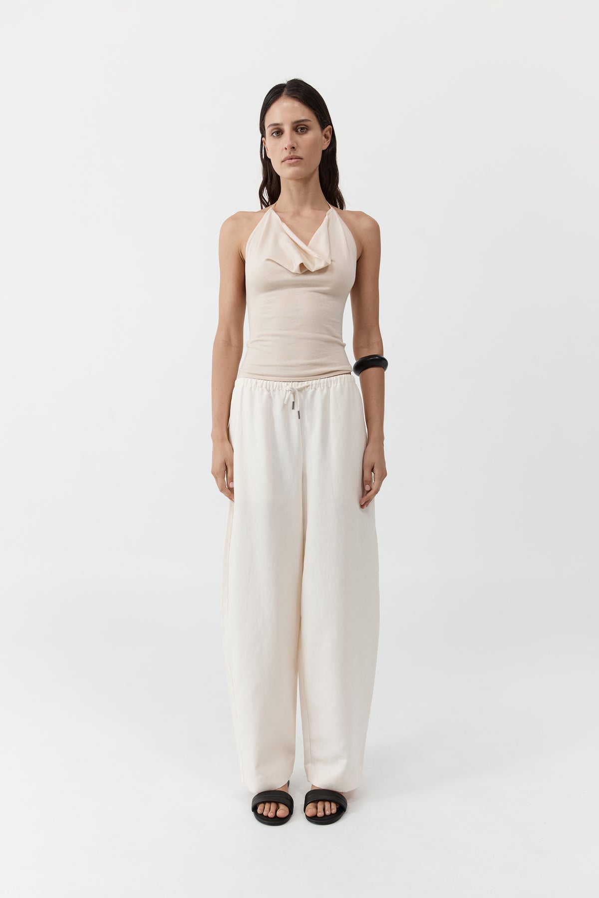Fine Drawstring Relaxed Pants - Ivory