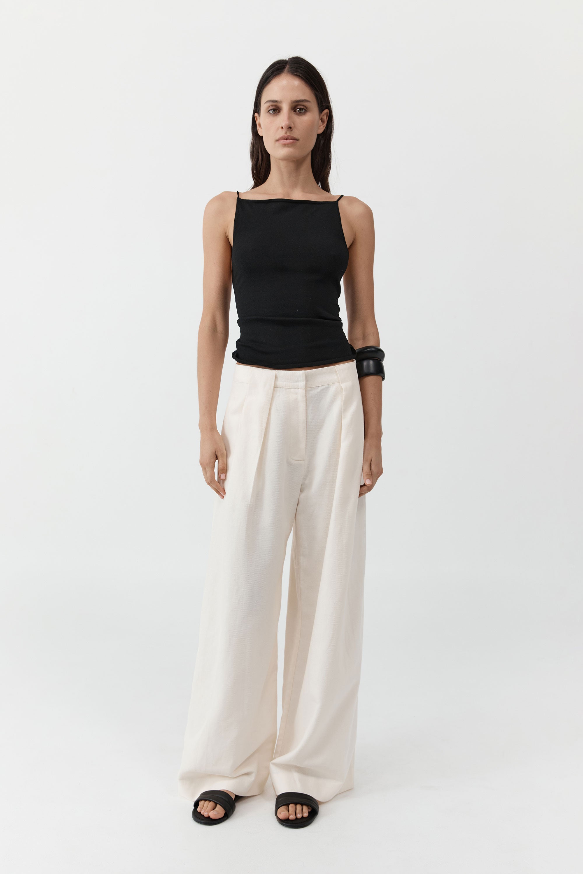 St. Agni | Pleat Loop Pants - Ivory