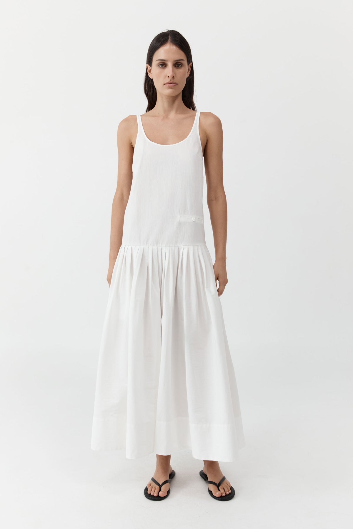 Relaxed Pleat Dress - Off White