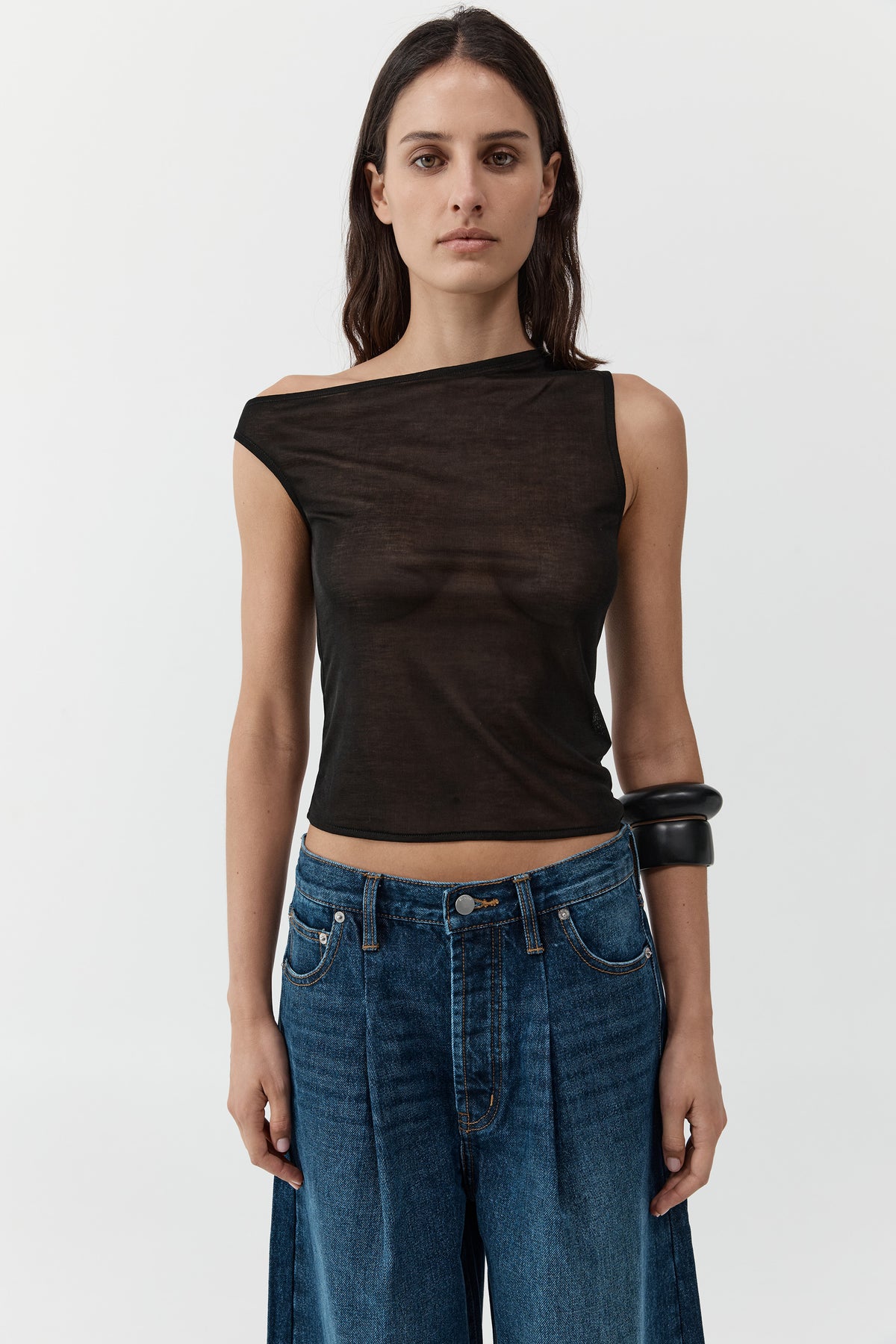 Fine Jersey Asymm Top - Black